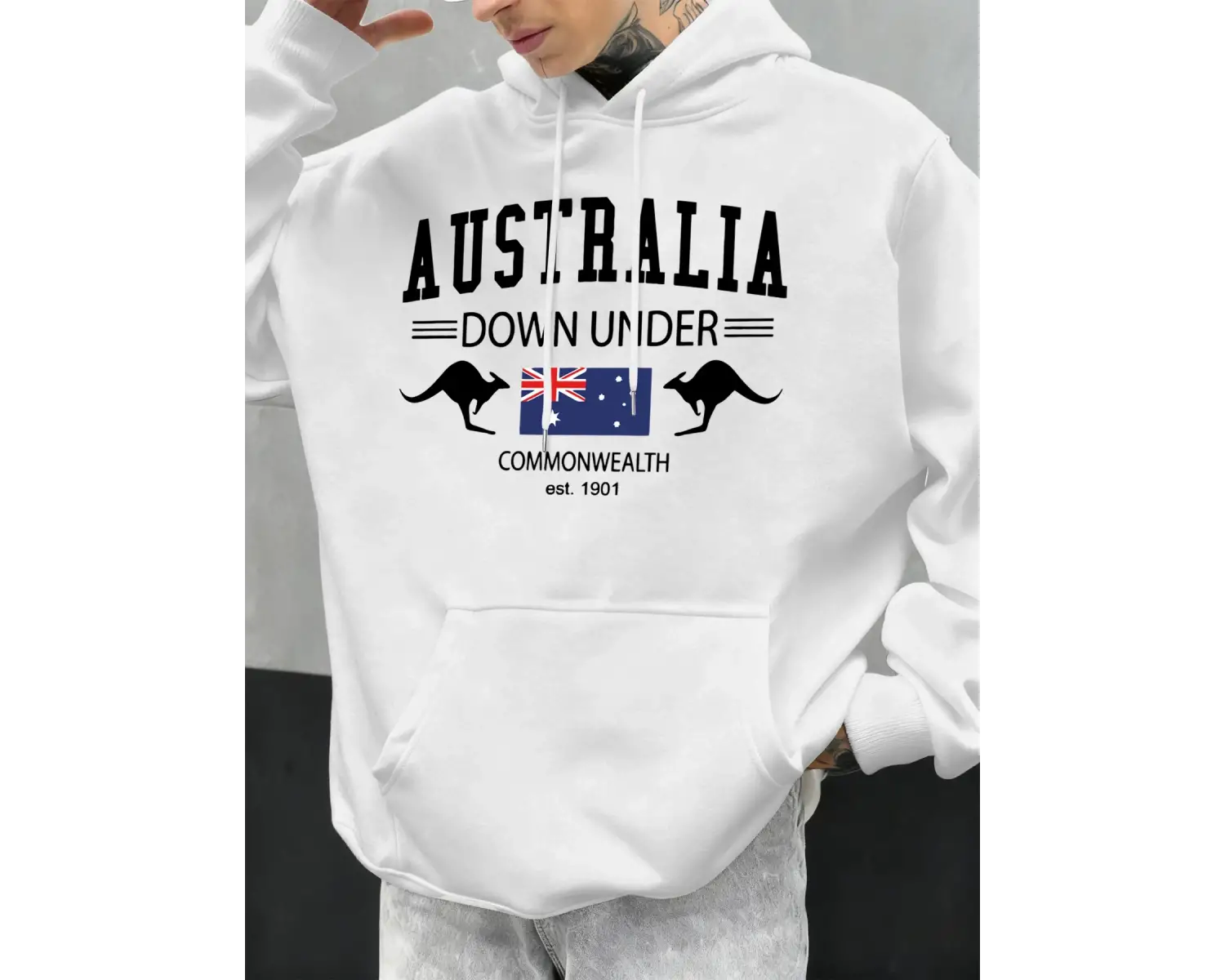 Avustralya Down Under Baskılar Erkekler Kapüşonlular Hip Hop Cep Hoody Sonbahar Moda Sokak Şı