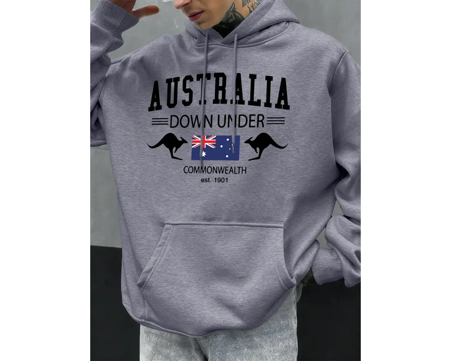 Avustralya Down Under Baskılar Erkekler Kapüşonlular Hip Hop Cep Hoody Sonbahar Moda Sokak Şı