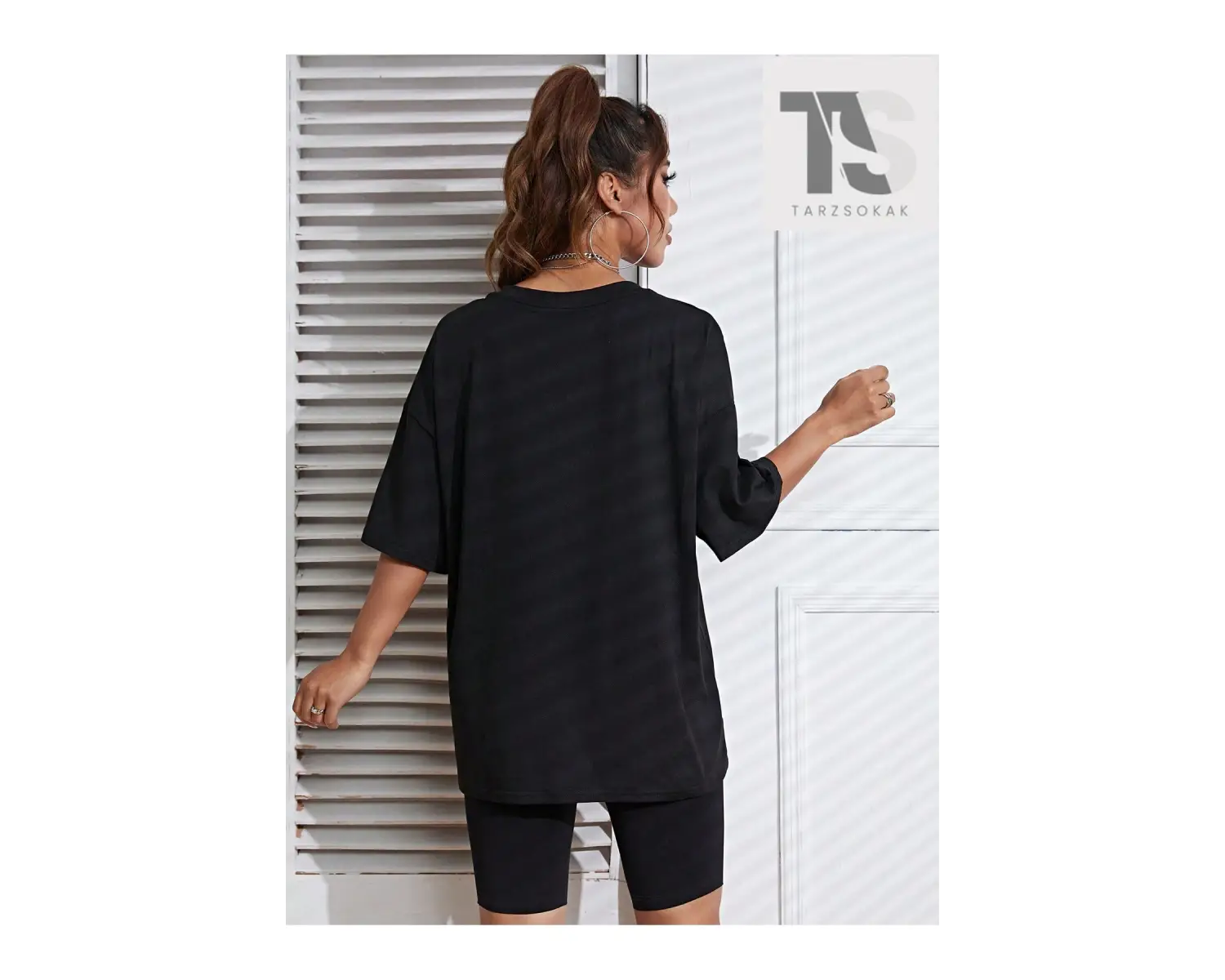 Ay Desenli Düşük Omuz Tişört