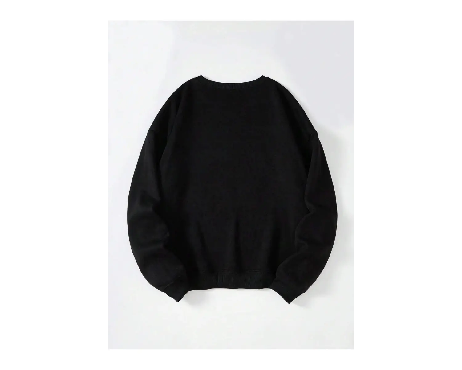 Ayıcık Baskılı Üç İplik Kalın Bisiklet Yaka Unisex Oversize Sweatshirt Siyah