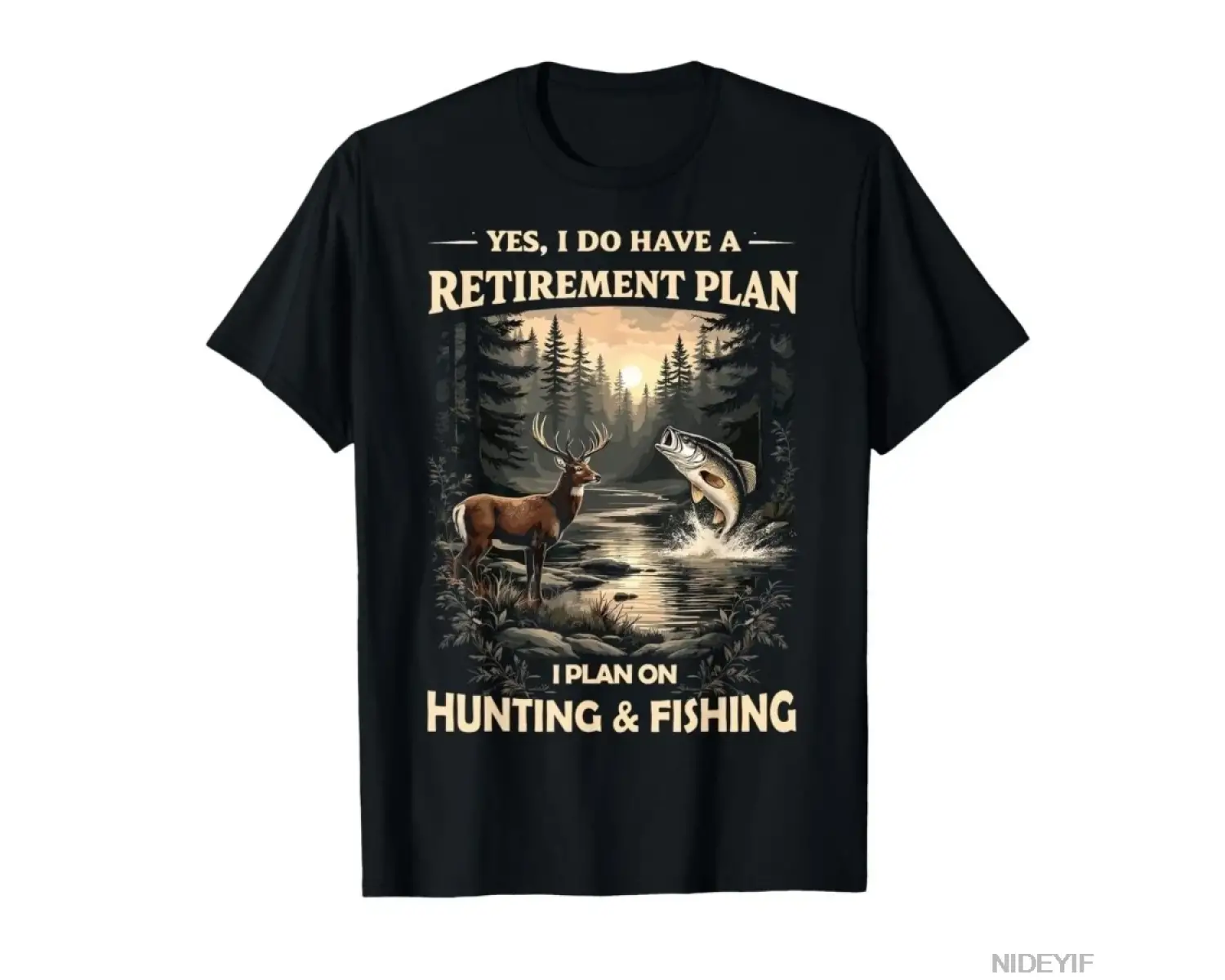Aylık Emeklilik Planı Avcılık ve Balıkçılık Balıkçı Avcı Baba T-shirt Erkekler Kadınlar Için