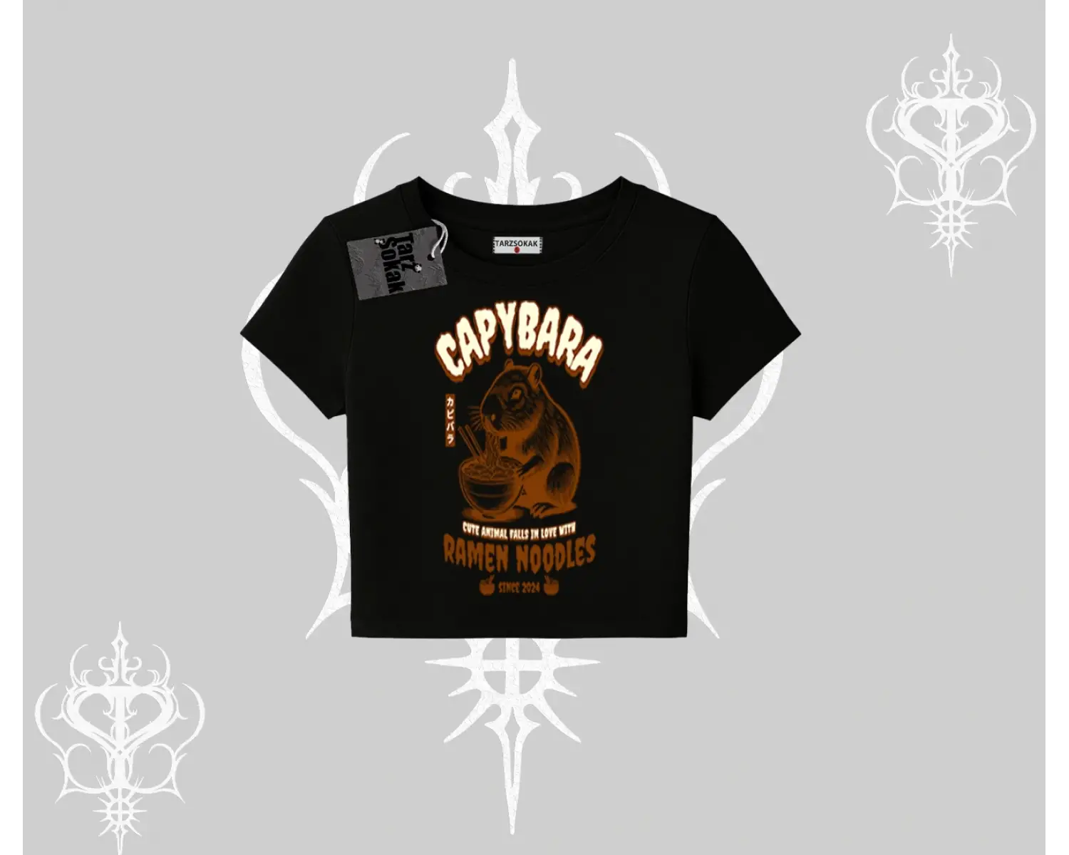 Babby Tee Tshirt Cute Capybara Enjoying Ramen Noodles Artwork