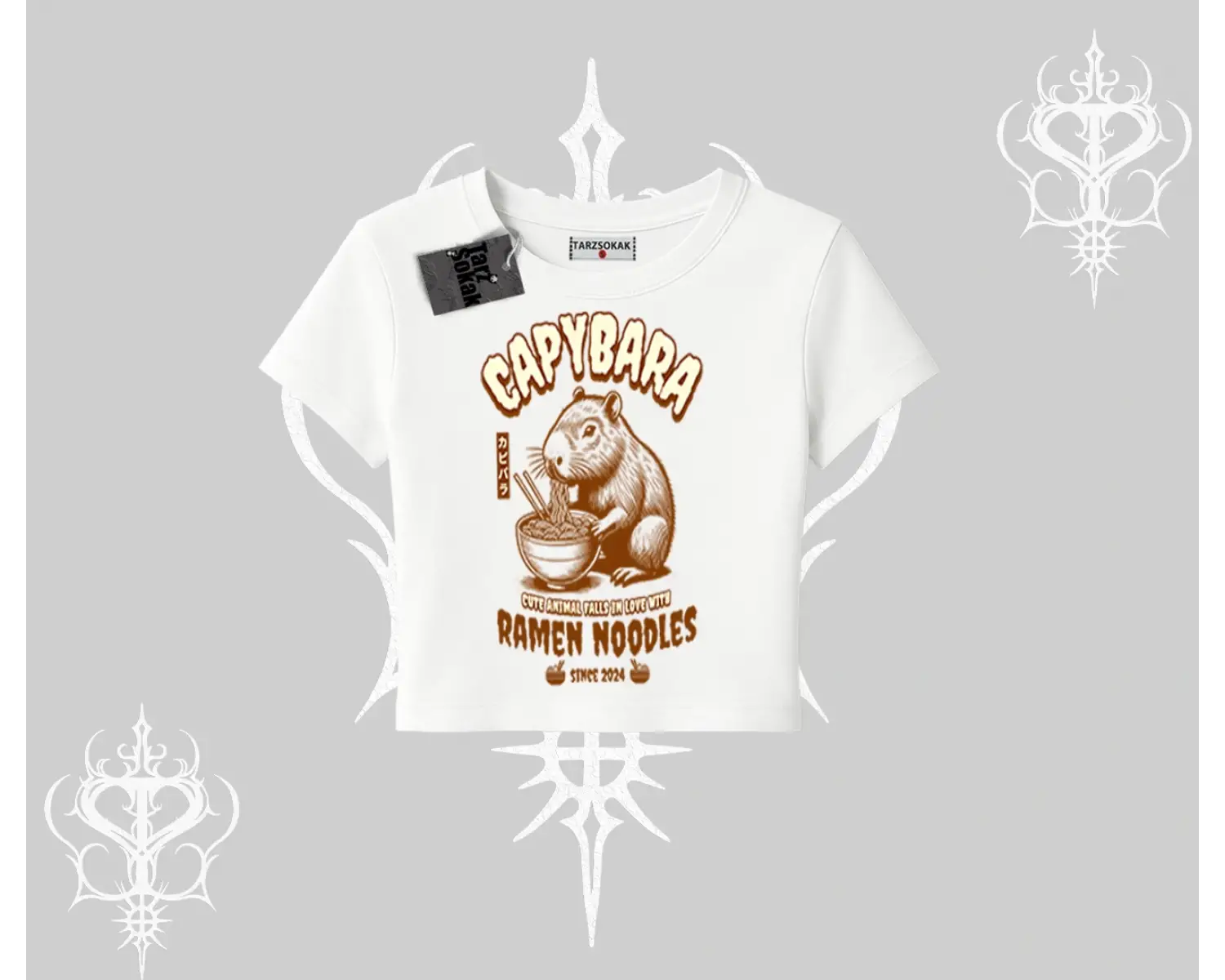 Babby Tee Tshirt Cute Capybara Enjoying Ramen Noodles Artwork