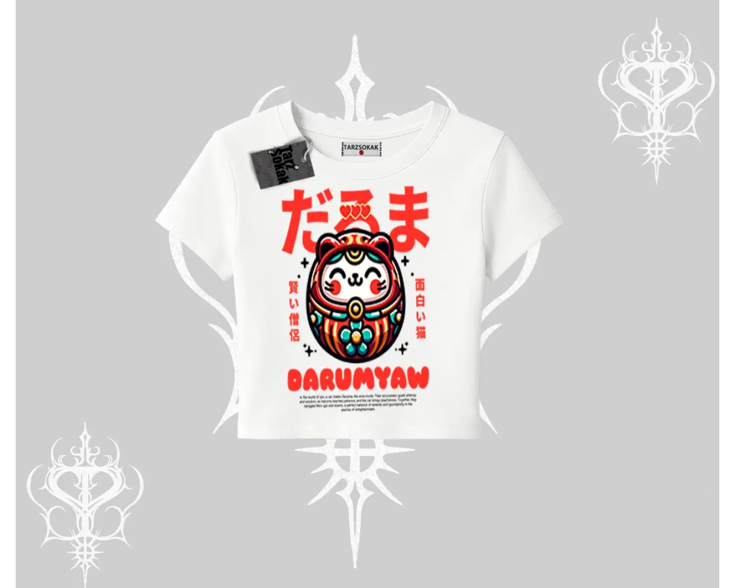 Babby Tee Tshirt Daruma Kedi Anime Baskılı