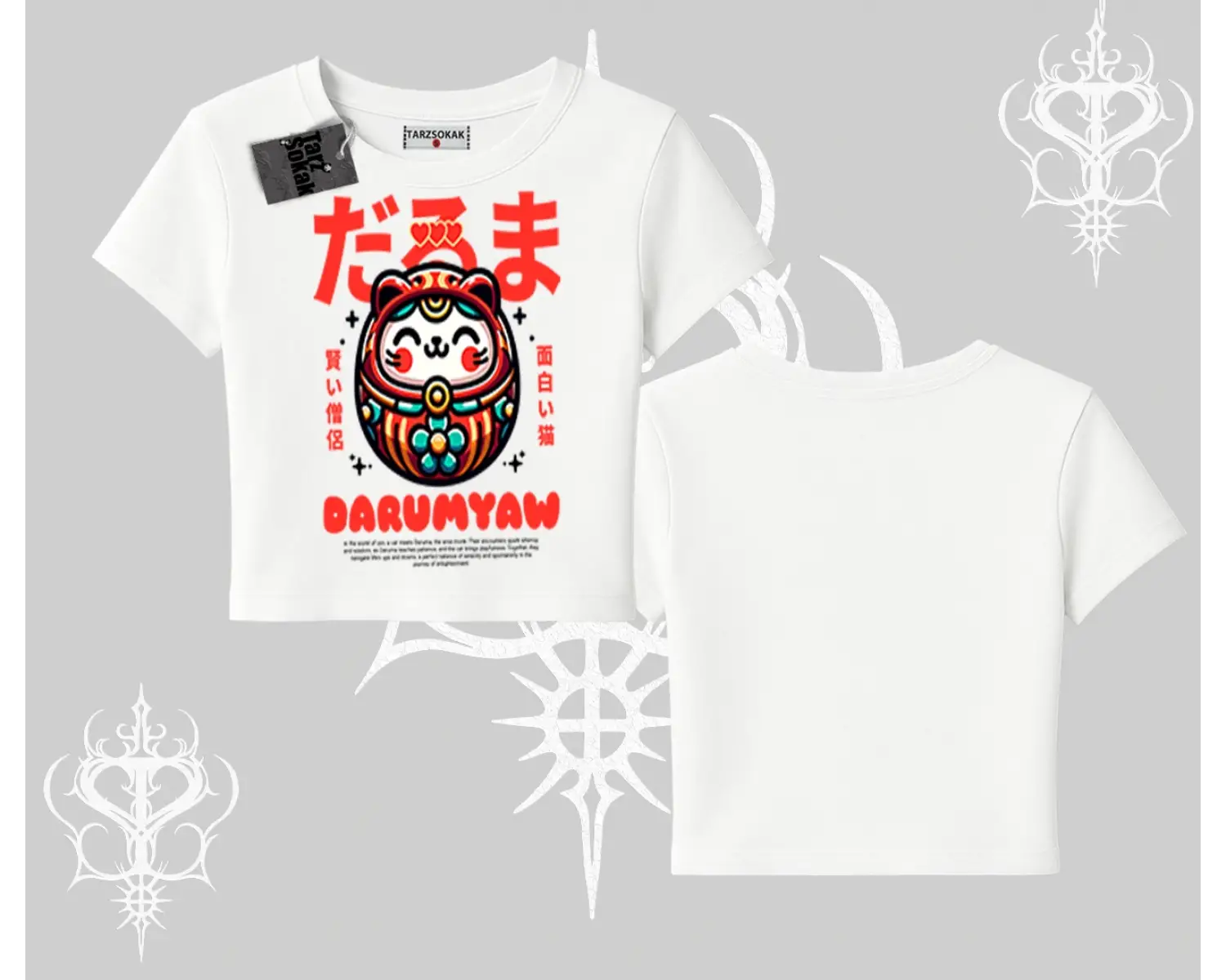 Babby Tee Tshirt Daruma Kedi Anime Baskılı