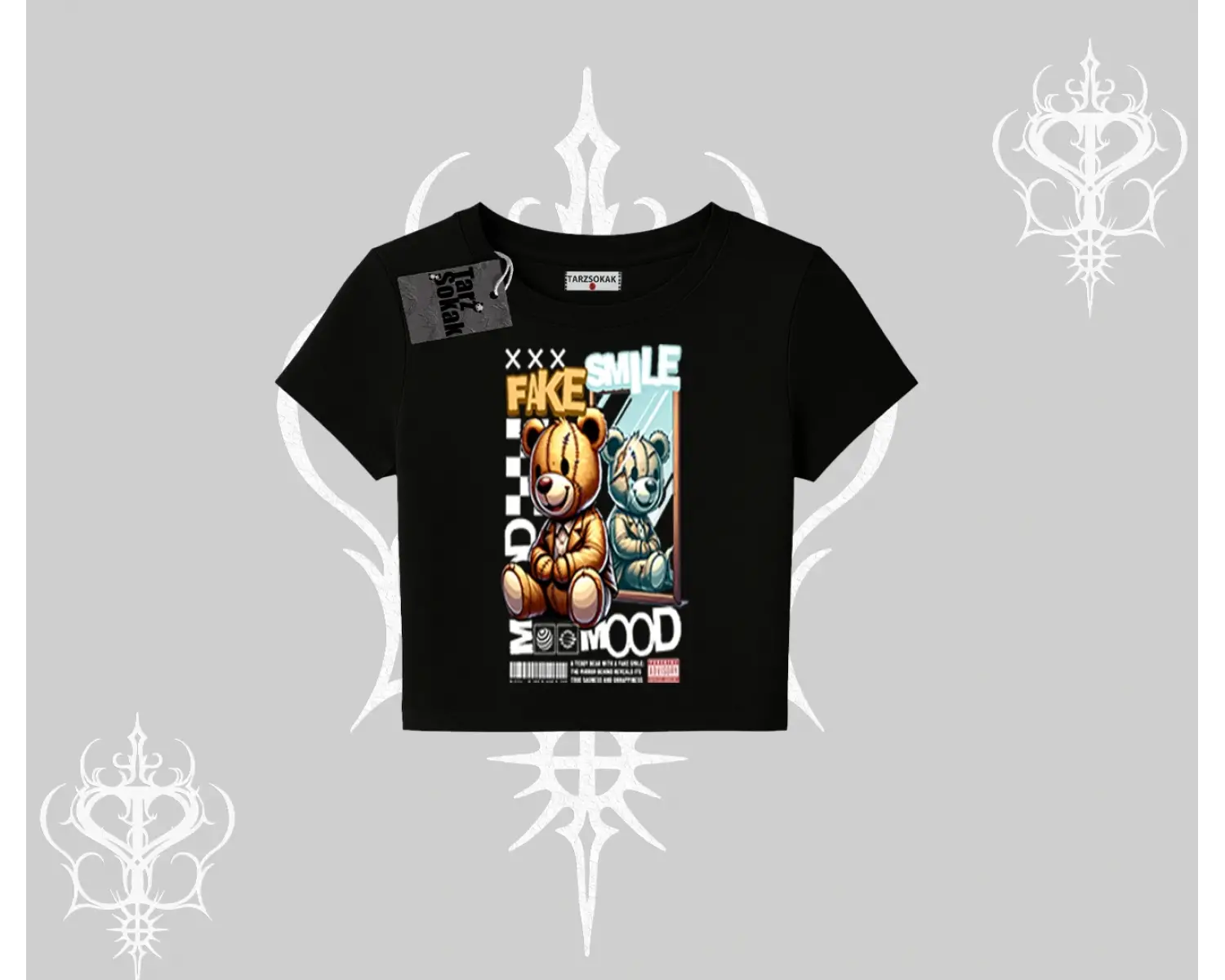 Babby Tee Tshirt Fake Smile Mood Ayıcık Grafik Baskılı