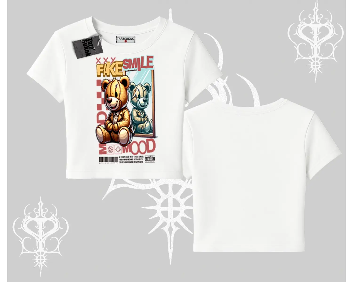 Babby Tee Tshirt Fake Smile Mood Ayıcık Grafik Baskılı