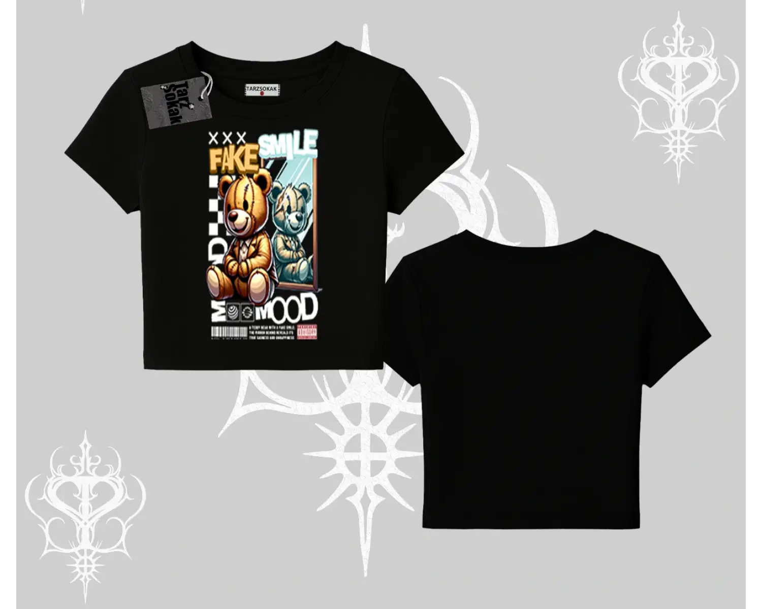 Babby Tee Tshirt Fake Smile Mood Ayıcık Grafik Baskılı