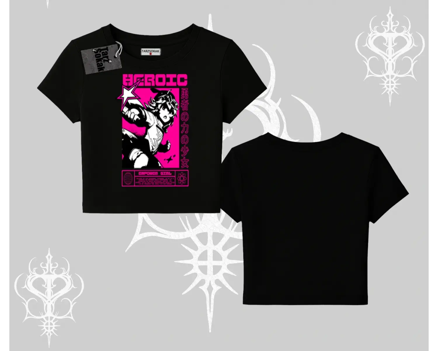 Babby Tee Tshirt Heroic Anime Girl Japon Stil Grafik Baskılı