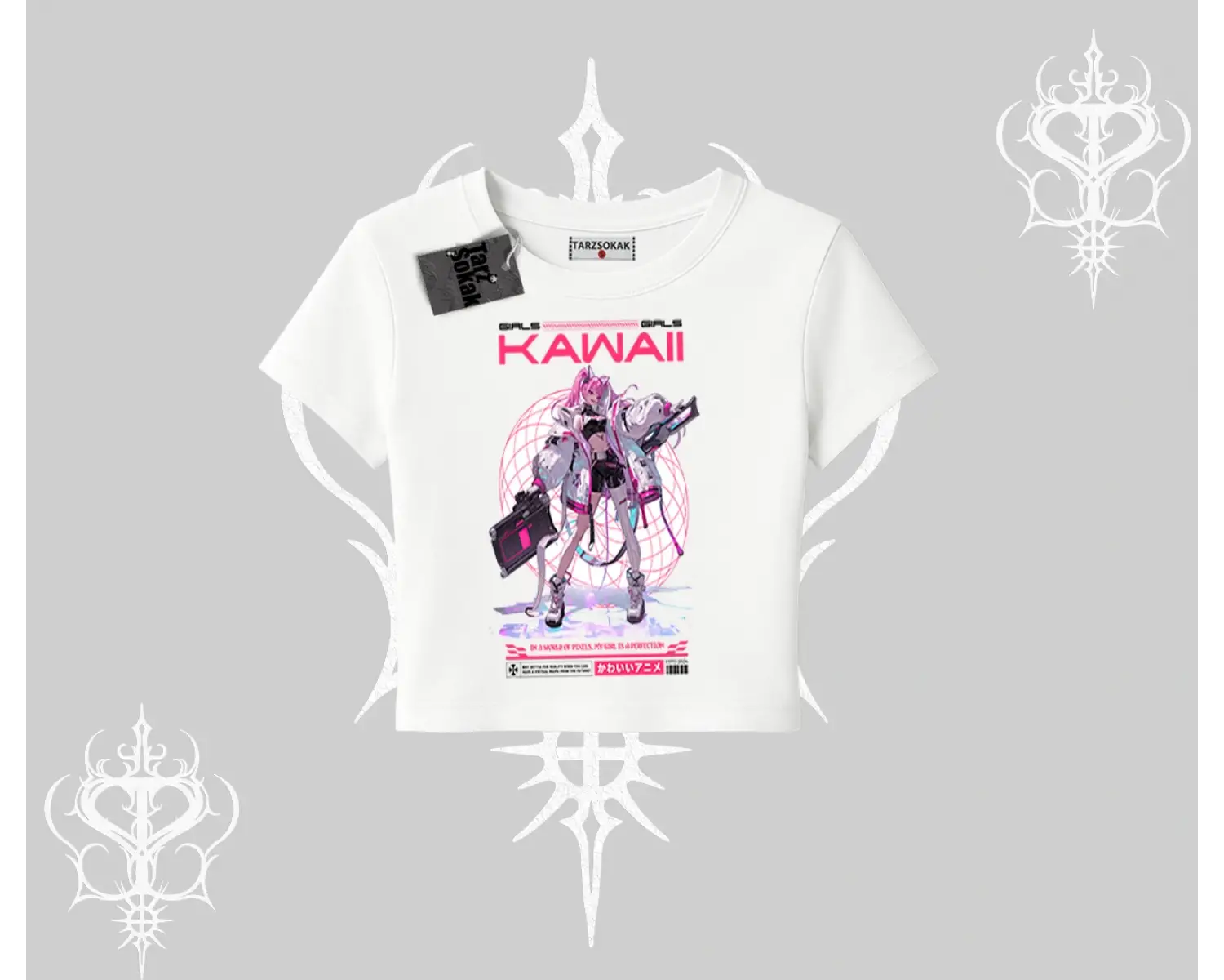 Babby Tee Tshirt Kawaii Cyberpunk Kız Japon Stil Baskı