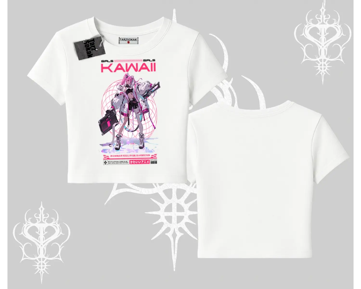 Babby Tee Tshirt Kawaii Cyberpunk Kız Japon Stil Baskı