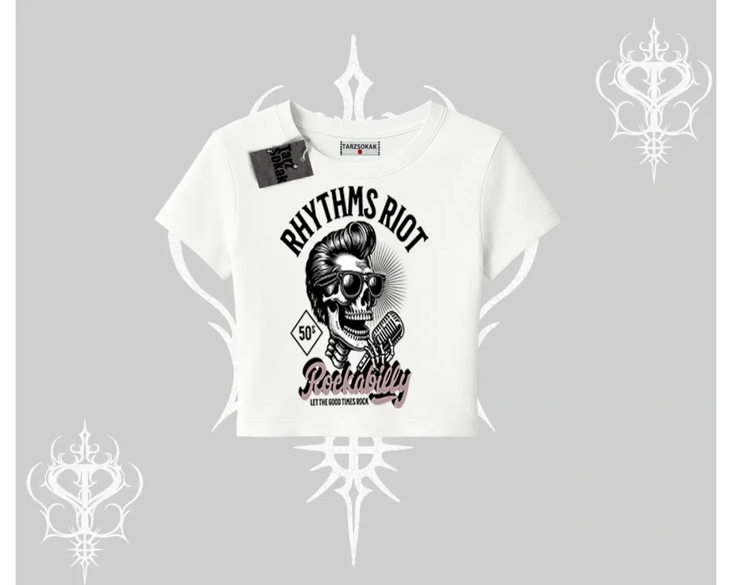 Babby Tee Tshirt Rhythms Riot Vintage Rockabilly Skull Street Aesthetic