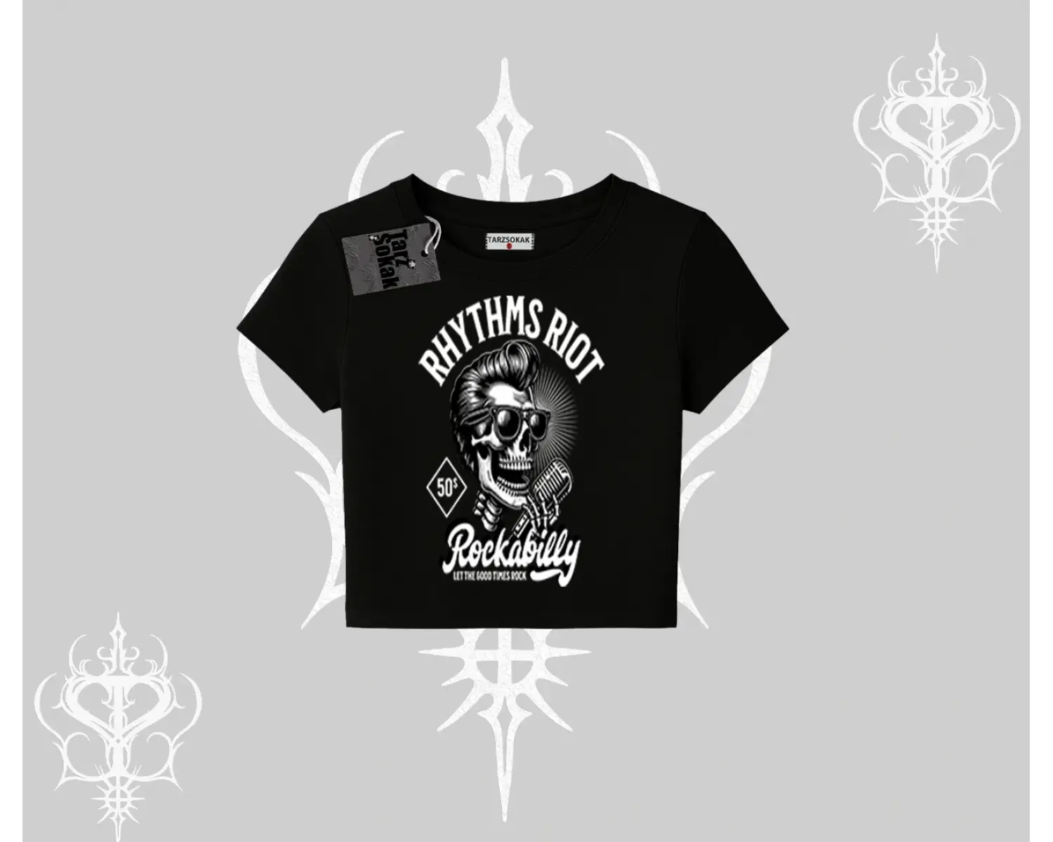 Babby Tee Tshirt Rhythms Riot Vintage Rockabilly Skull Street Aesthetic