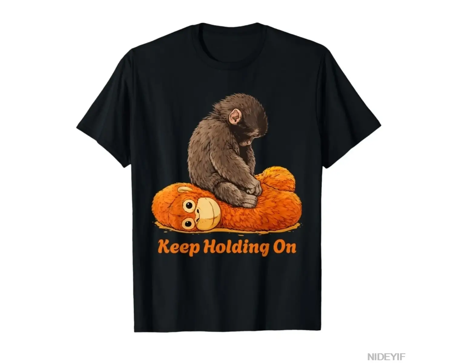 Baby Monkey Punch - Keep Holding on T-shirt Erkek Kadın %100 Pamuklu Tişört Kısa Kollu Üstler