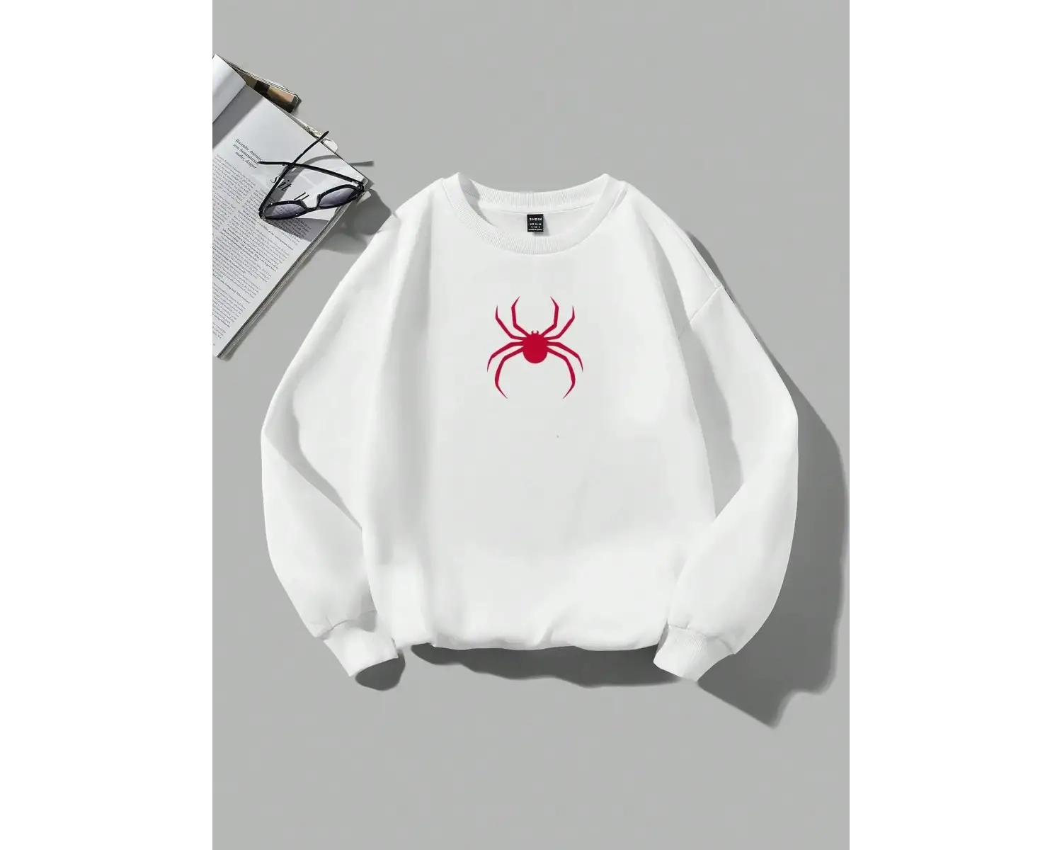 Bahar rahat kadın tişörtü basit örümcek baskılar Hoodies rahat polar yumuşak kazak Clothes ge