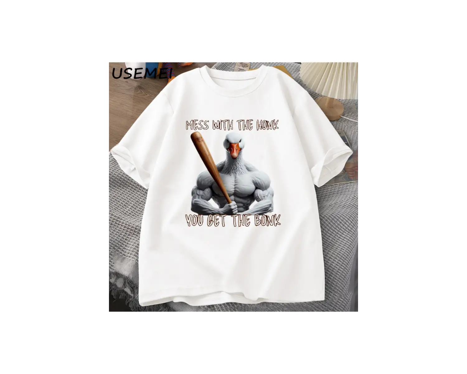 Balığı ile Bulaşmak Bonk Komik Ördek Kaz T Shirt Kaz Darbeleri Çok Aptal Kaz Aldım T-shirt Er 2984