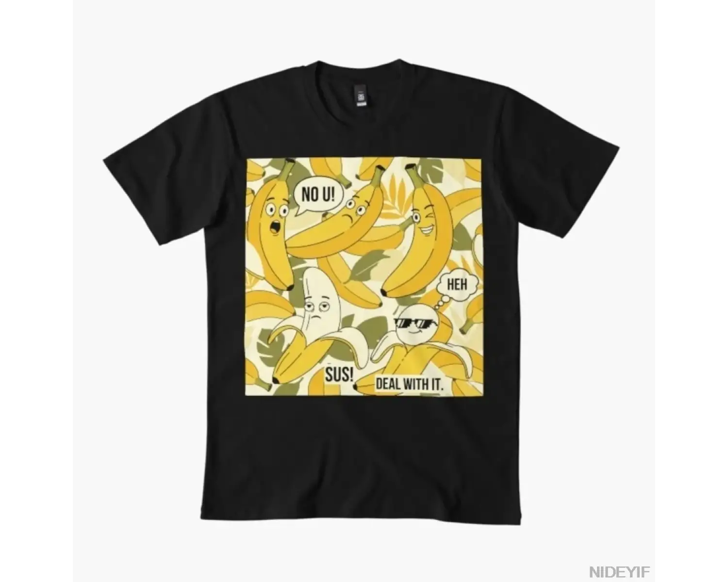 Banana Meme Club – Erkekler Kadınlar İçin Komik Yemek Kolajı Tişörtü %100 Pamuklu Tişörtler K