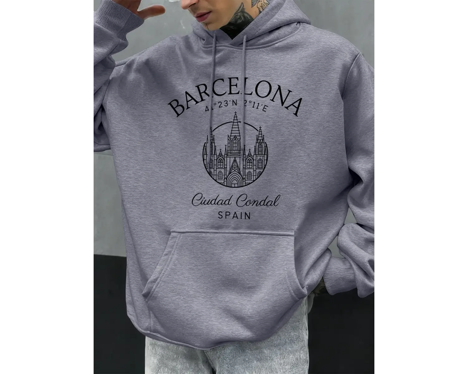 Barcelona Cdesign Erkek Hoody Büyük Boy Polar Kapüşonlular Sonbahar Tüm Maç Giyim Çok Renkli