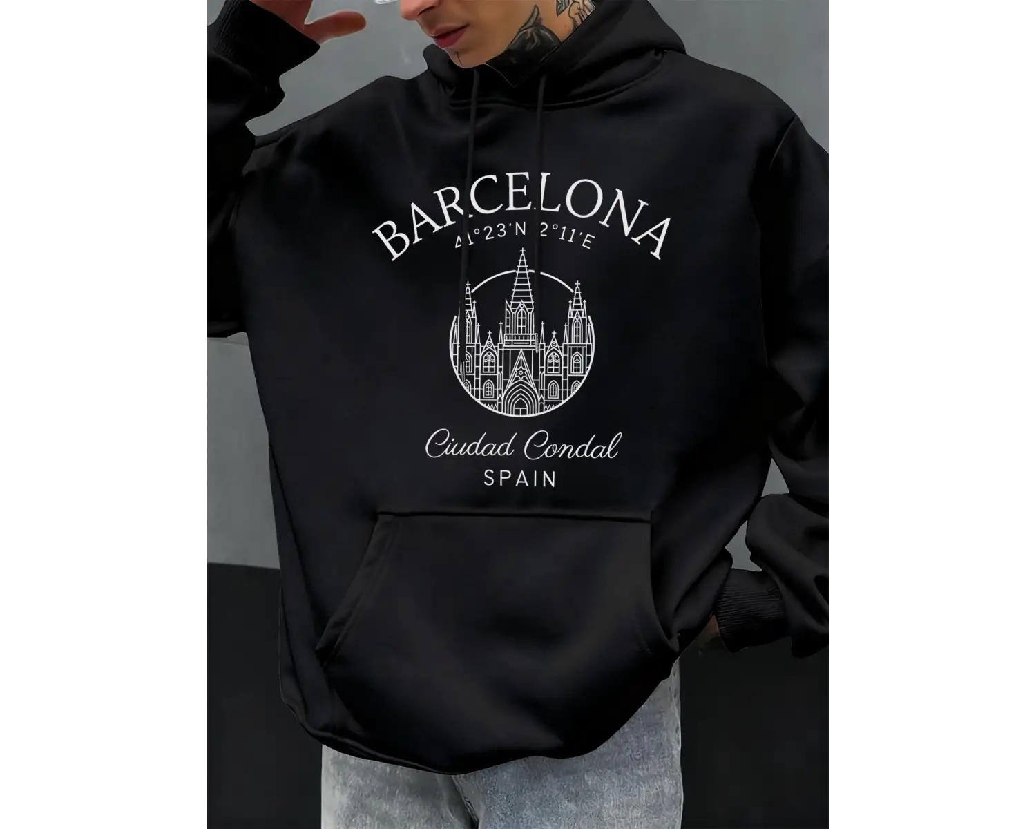 Barcelona Cdesign Erkek Hoody Büyük Boy Polar Kapüşonlular Sonbahar Tüm Maç Giyim Çok Renkli