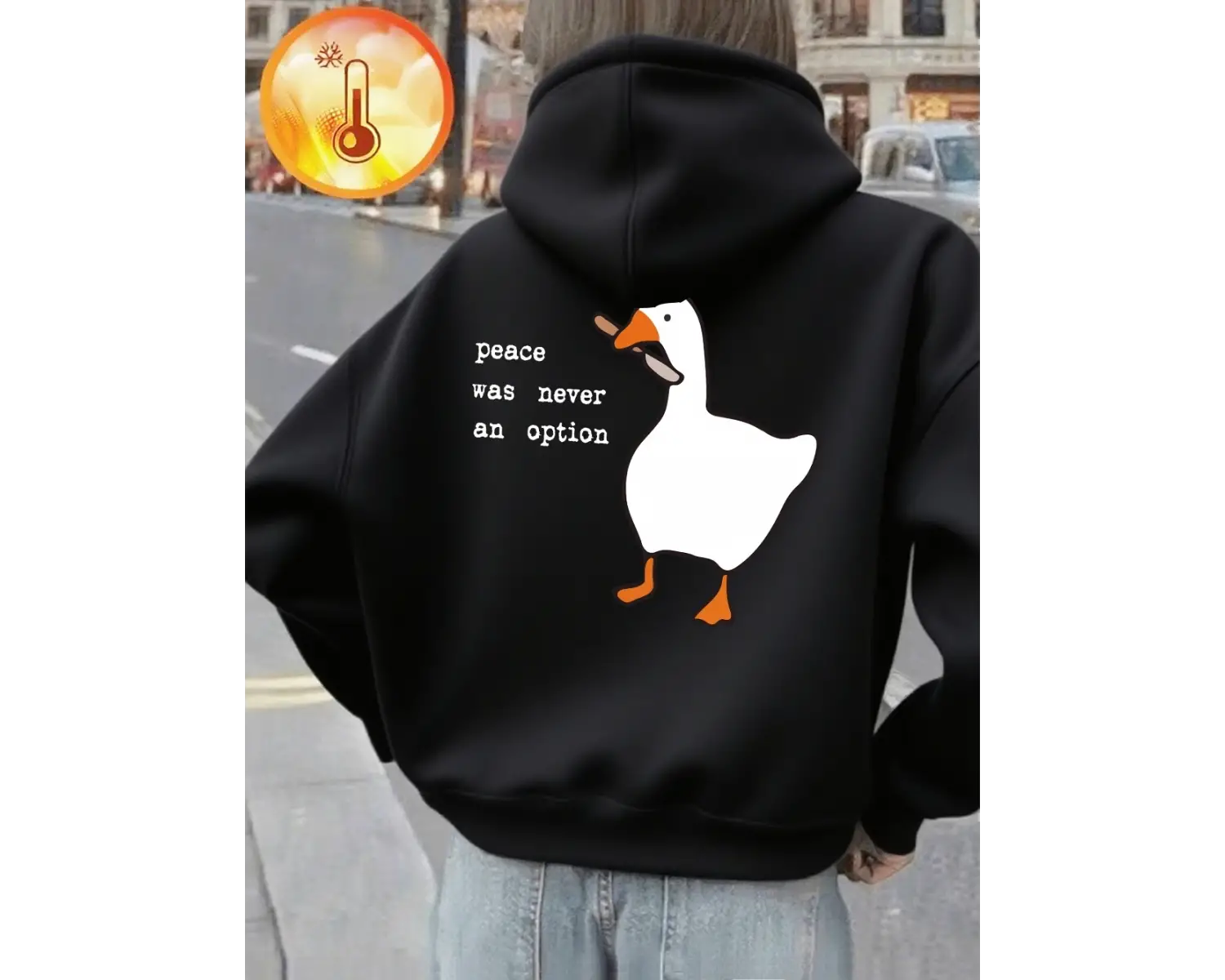 Barış Hiçbir Zaman Bir Seçenek Değildi Kaz Baskılı Kapüşonlu Üstler Kadınlar Kışlık Polar Sıc