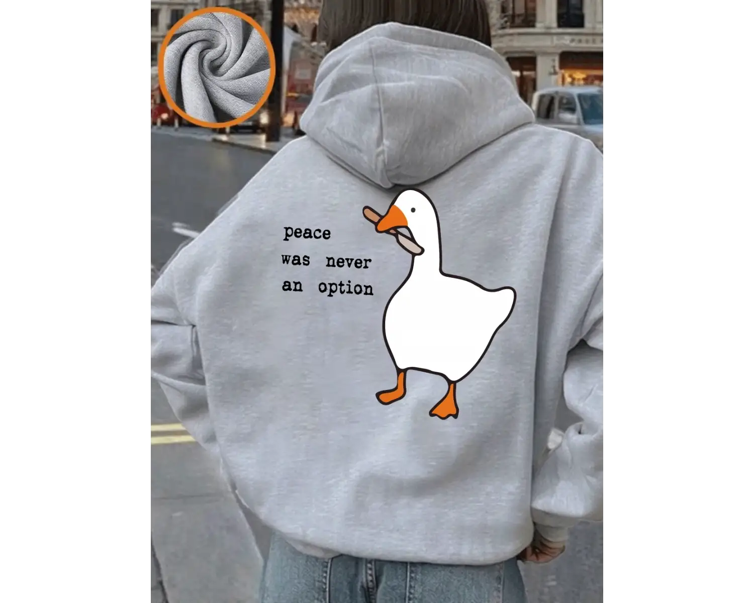 Barış Hiçbir Zaman Bir Seçenek Değildi Kaz Baskılı Kapüşonlu Üstler Kadınlar Kışlık Polar Sıc