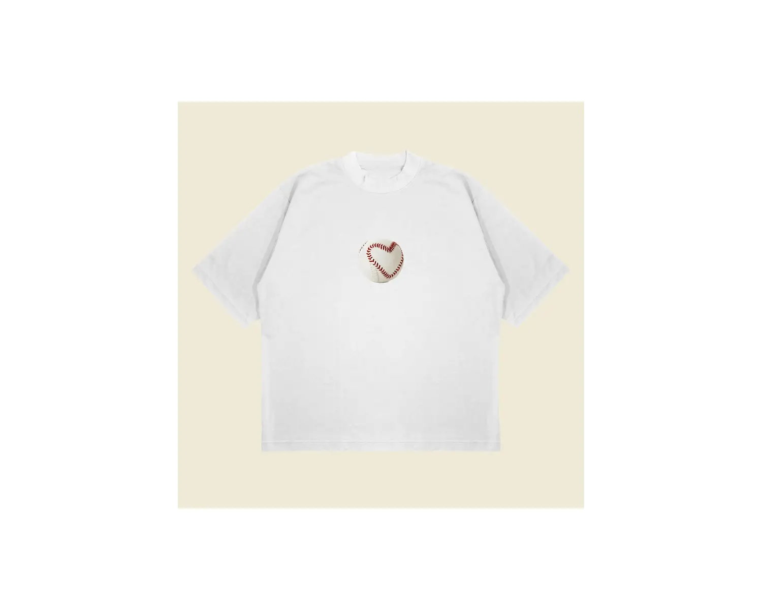 Baseball Tee Baskılı Oversize Unisex Pamuklu Nefes Alan Kalın Kumaşlı