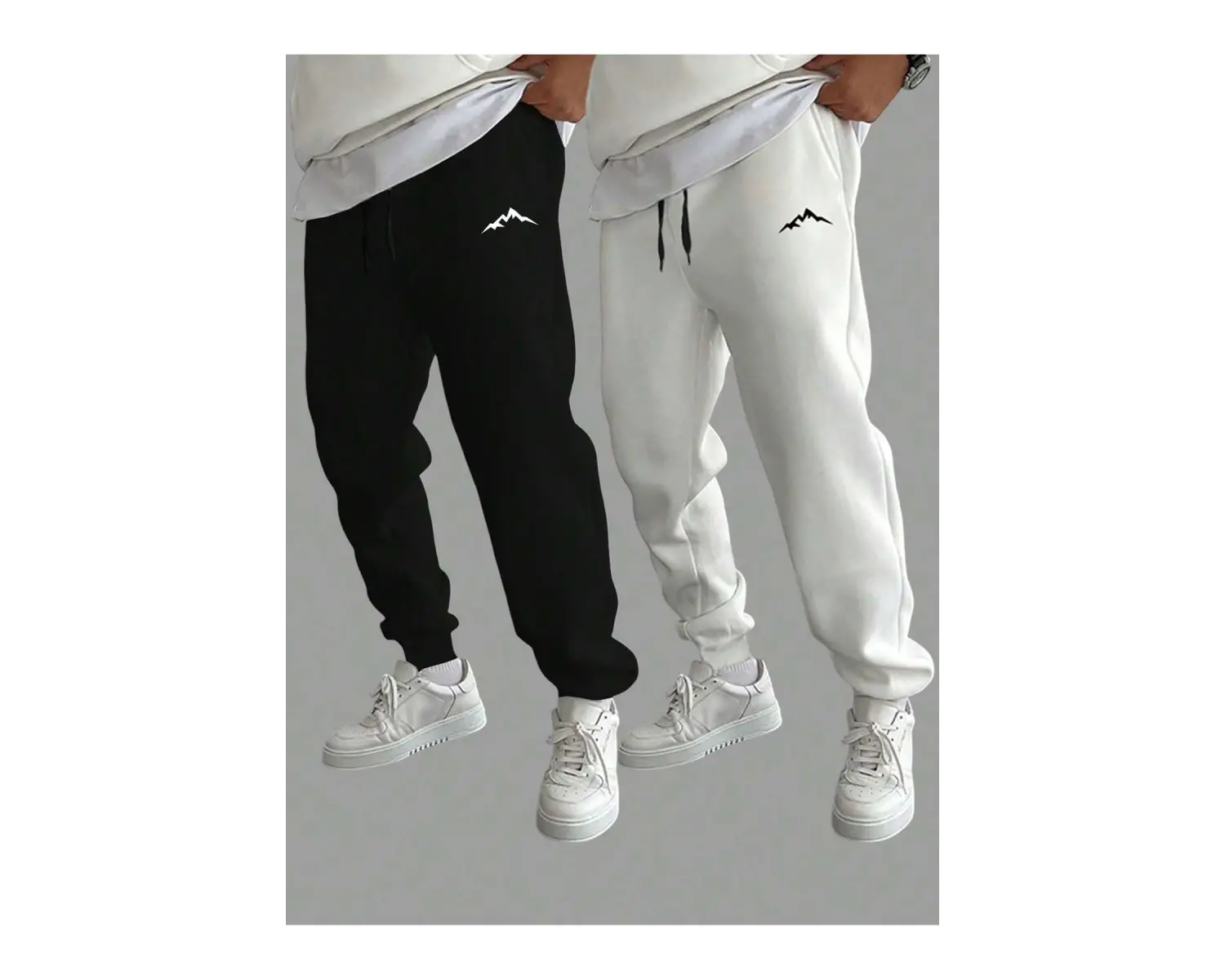 Basics 2pcs Mountain Print Drawstring Waist Eşofman Altı