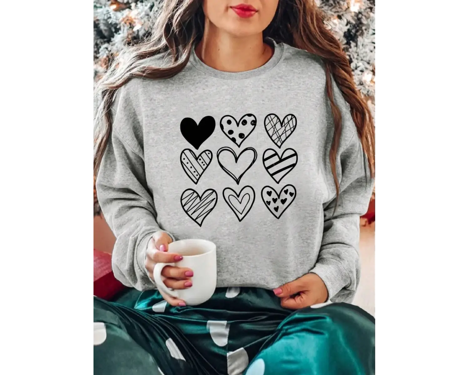 Basit çizgiler kalp çizim baskı kadınlar Hoodies Harajuku boy Hoody moda gevşek giyim rahat k