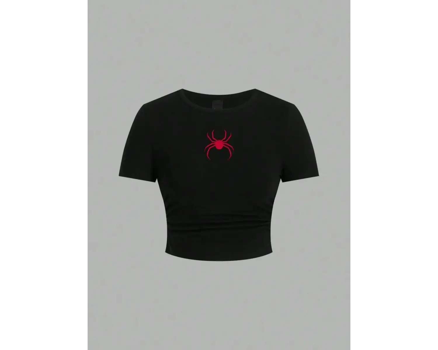 Basit Kırmızı Örümcek Baskı Kırpma Üstleri Yaz Sokak Moda kadın Slim-fit T-Shirt Rahat Yumuşa