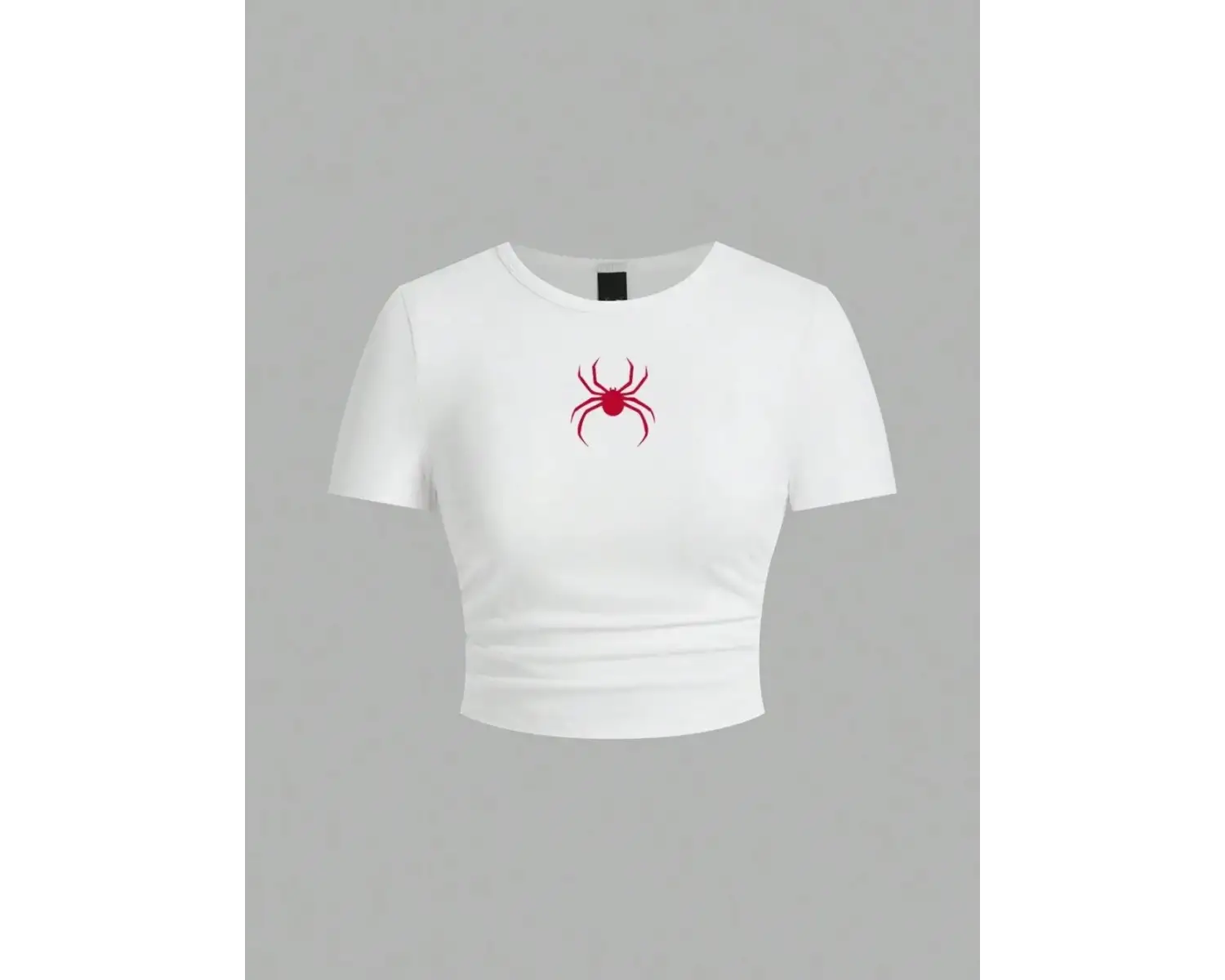 Basit Kırmızı Örümcek Baskı Kırpma Üstleri Yaz Sokak Moda kadın Slim-fit T-Shirt Rahat Yumuşa