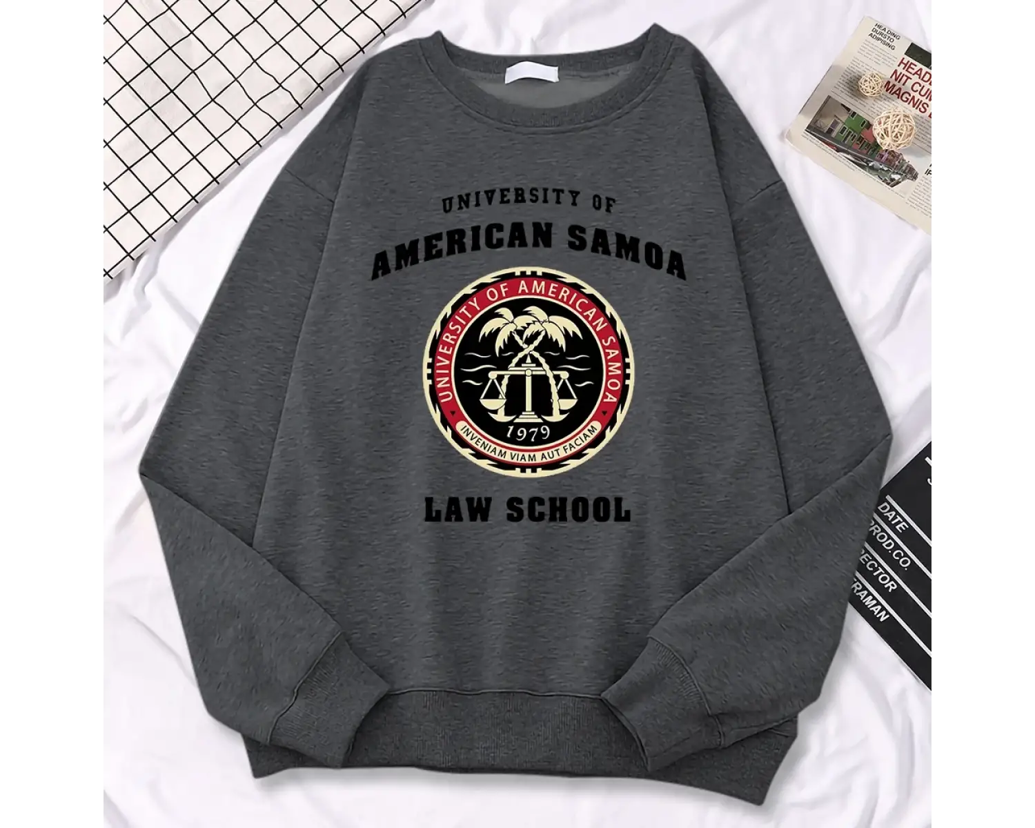 Basit moda bayan kazaklar amerikan Samoa üniversitesi hukuk okul baskı Hoody yumuşak polar ka