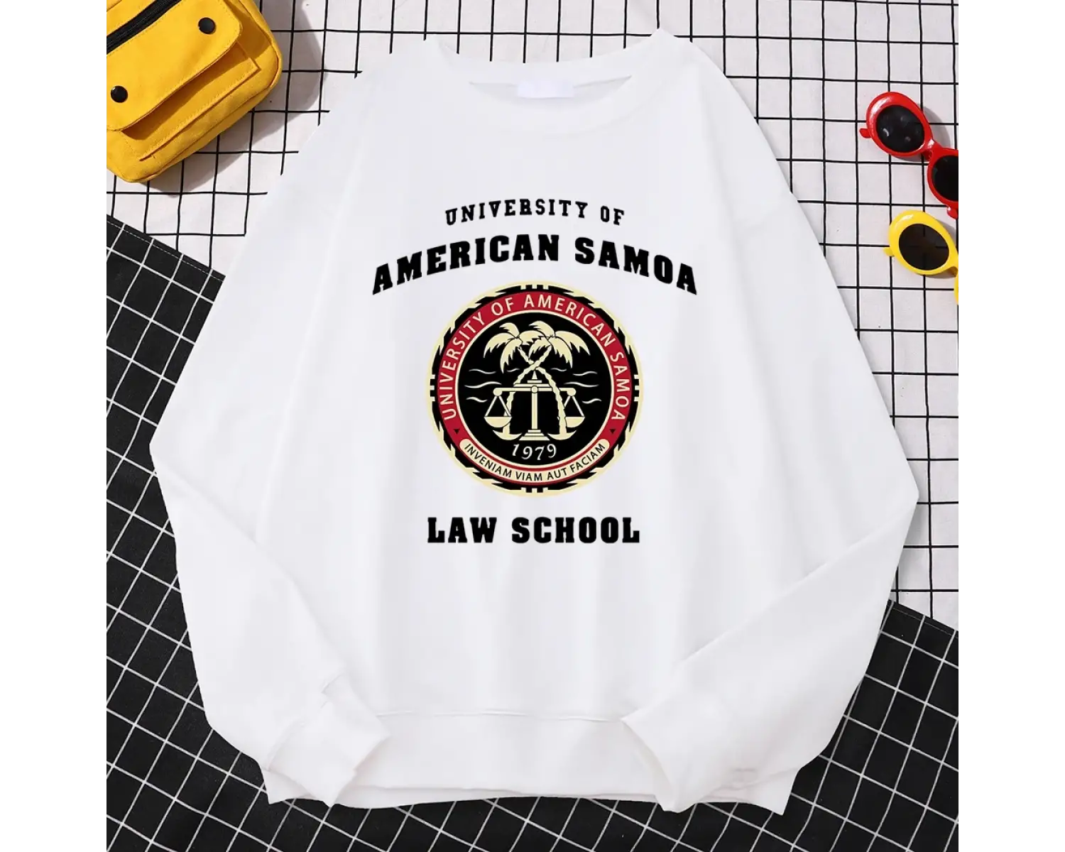 Basit moda bayan kazaklar amerikan Samoa üniversitesi hukuk okul baskı Hoody yumuşak polar ka
