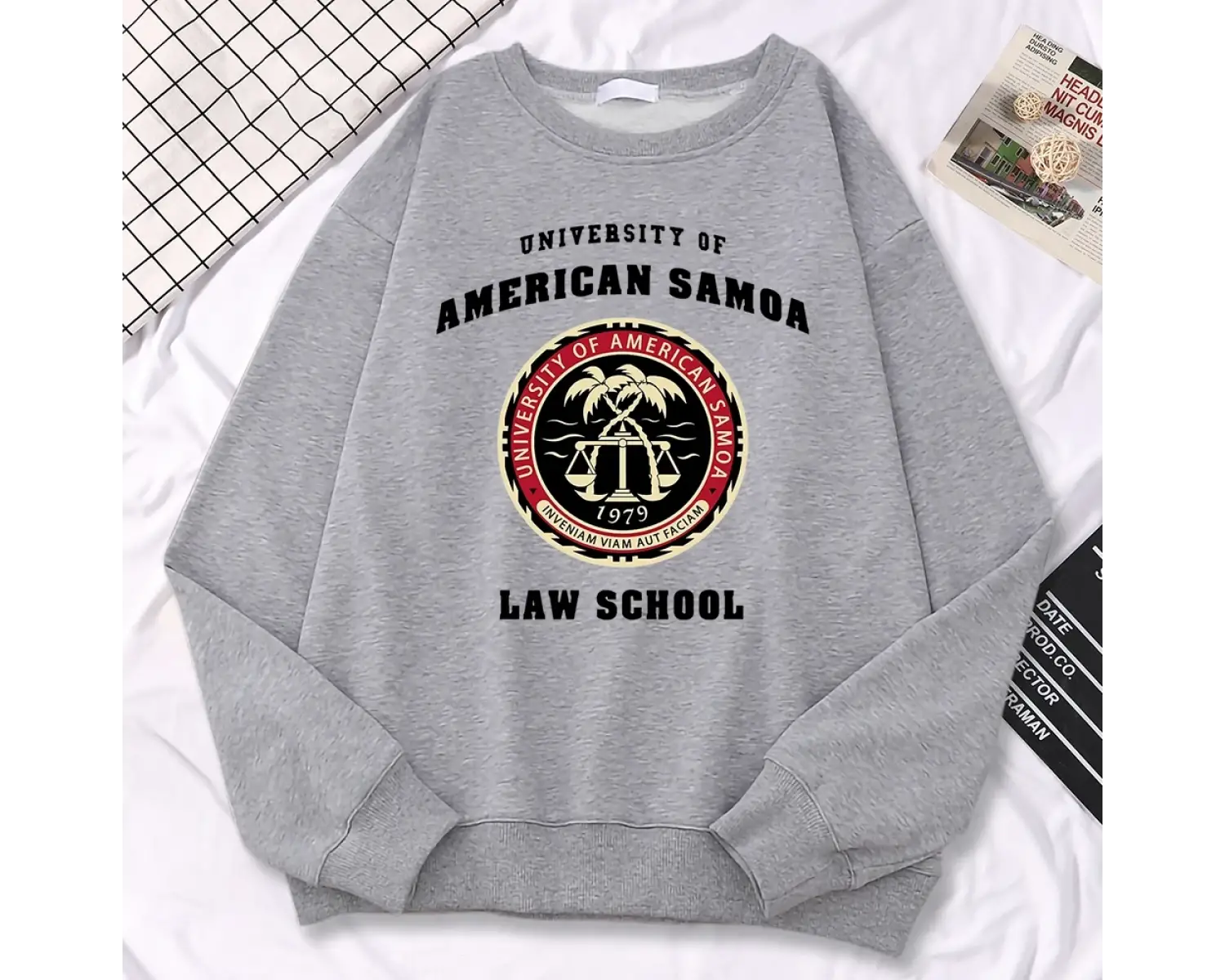 Basit moda bayan kazaklar amerikan Samoa üniversitesi hukuk okul baskı Hoody yumuşak polar ka