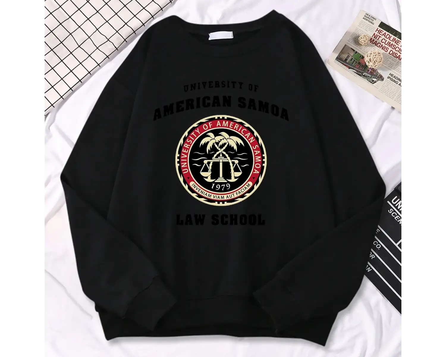 Basit moda bayan kazaklar amerikan Samoa üniversitesi hukuk okul baskı Hoody yumuşak polar ka