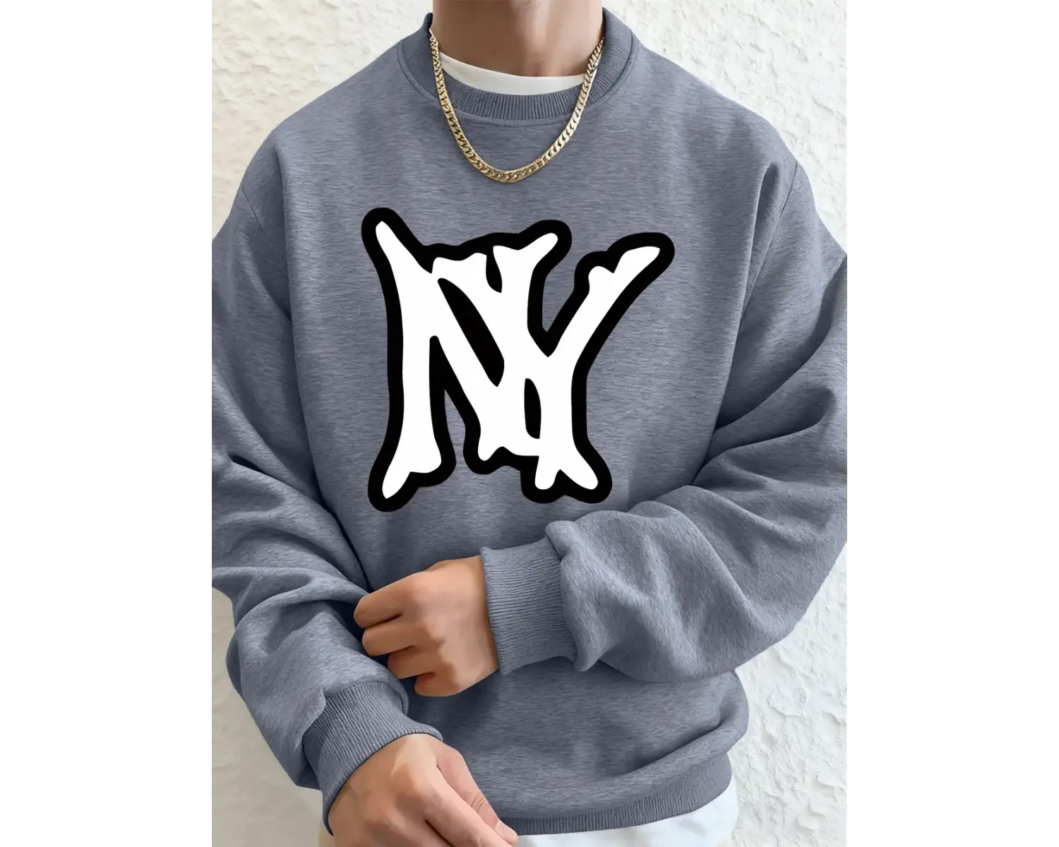 Basit Ny Logo Baskı Erkek Tişörtü Kış Polar Sıcak Kapüşonlular Kore Büyük Boy Bisiklet Yaka S