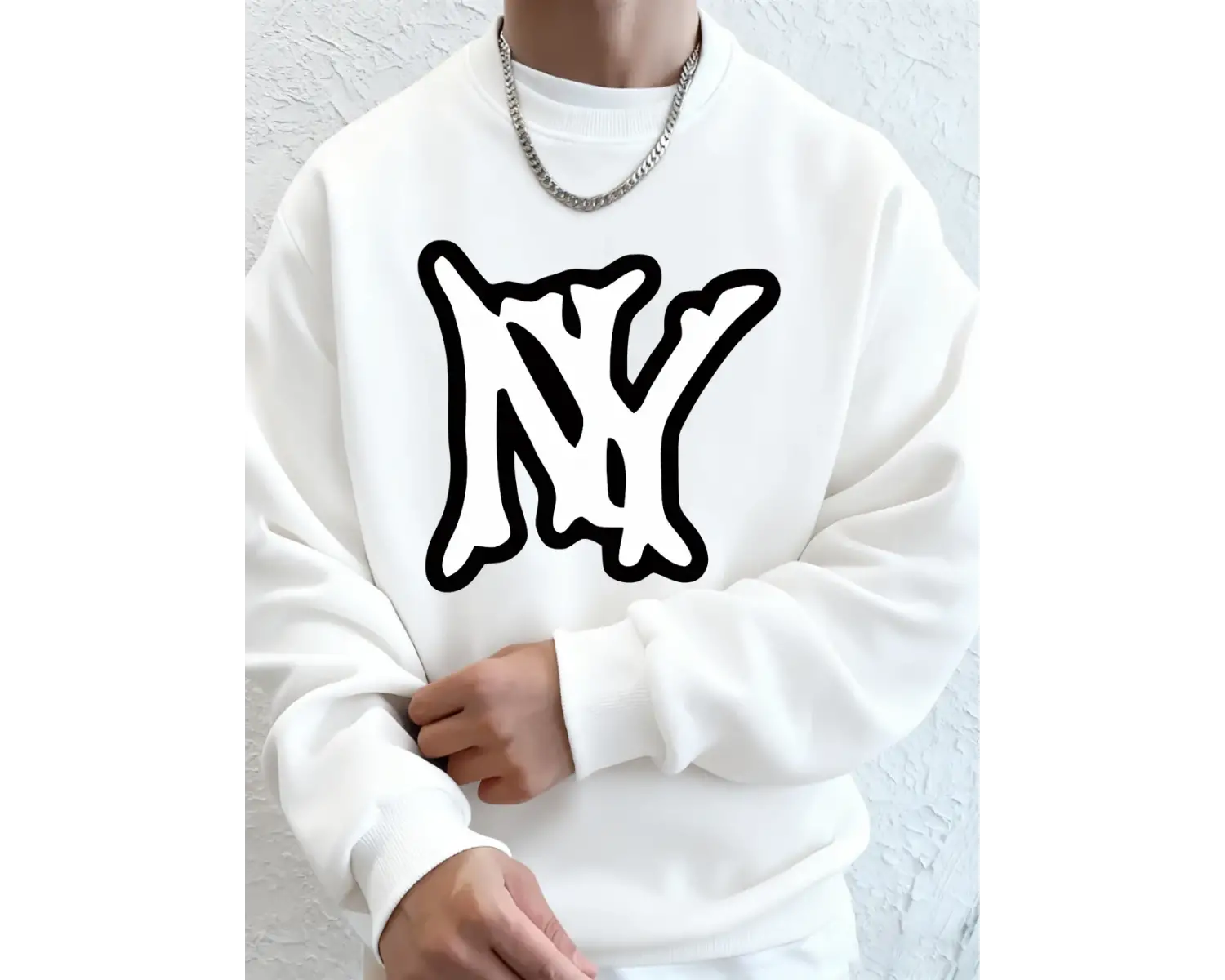 Basit Ny Logo Baskı Erkek Tişörtü Kış Polar Sıcak Kapüşonlular Kore Büyük Boy Bisiklet Yaka S