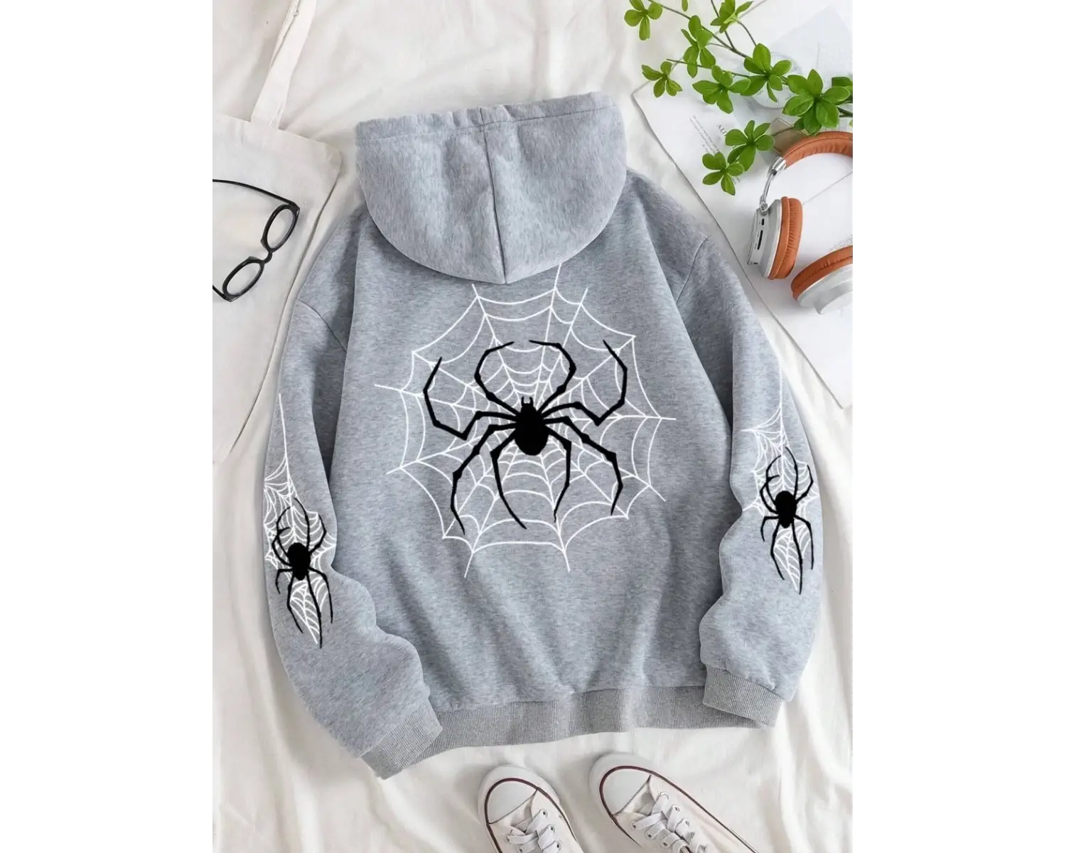 Basit örümcekler & Cobwebs baskılı kadınlar Hoodie Hoodie polar sıcak tişörtü moda rahat eşof