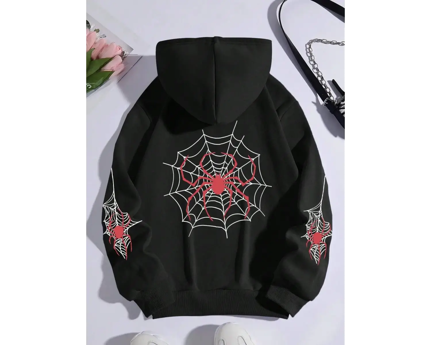 Basit örümcekler & Cobwebs baskılı kadınlar Hoodie Hoodie polar sıcak tişörtü moda rahat eşof