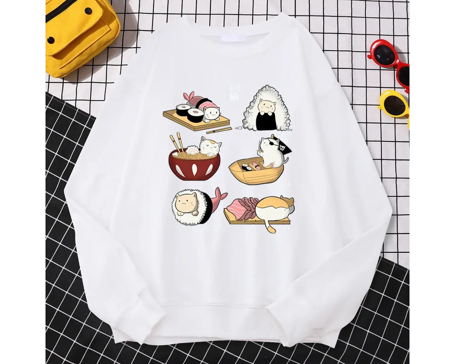 Basit sonbahar kadın kazak suşi CatS gün Harajuku baskı Hoodies Hoodies polar kazak sıcak ge