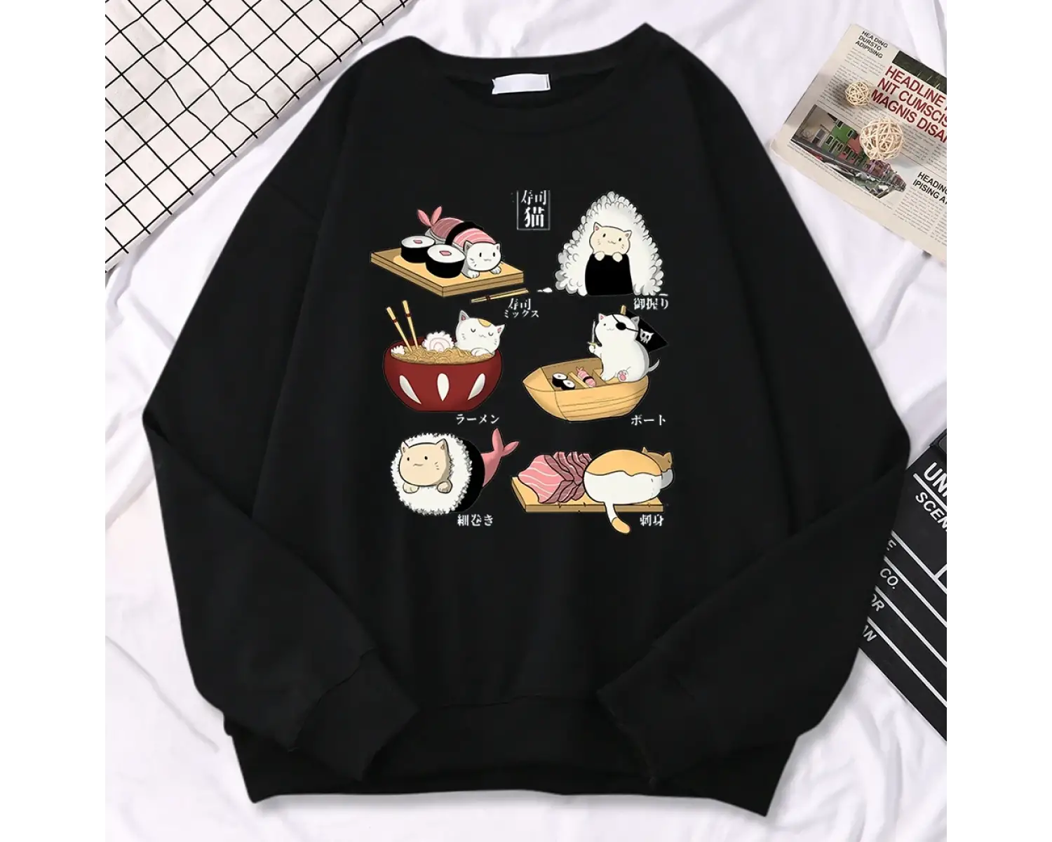 Basit sonbahar kadın kazak suşi CatS gün Harajuku baskı Hoodies Hoodies polar kazak sıcak ge