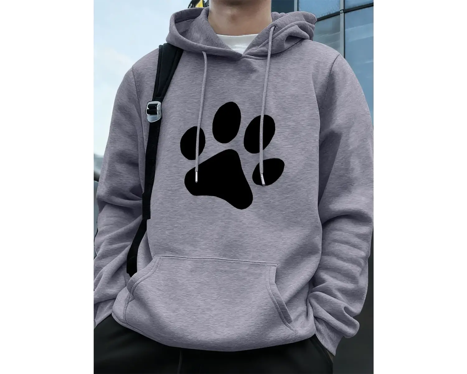 Basit Taban Desen Baskılı Erkek Sweatshirtleri Kışlık Bol Kapüşonlu Üstler Spor Cepli Polar S