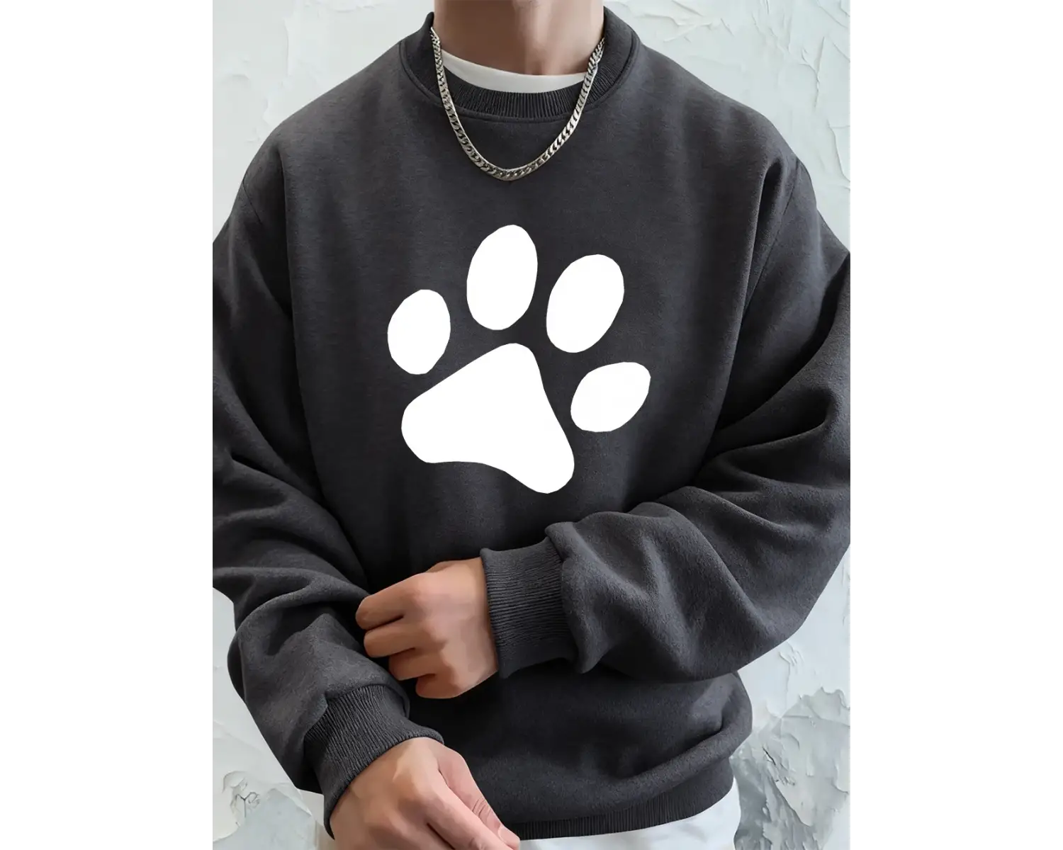 Basit Taban Desenli Baskılı Erkek Sweatshirt Kışlık Bol Kapüşonlu Spor Bisiklet Yaka Polar Sı