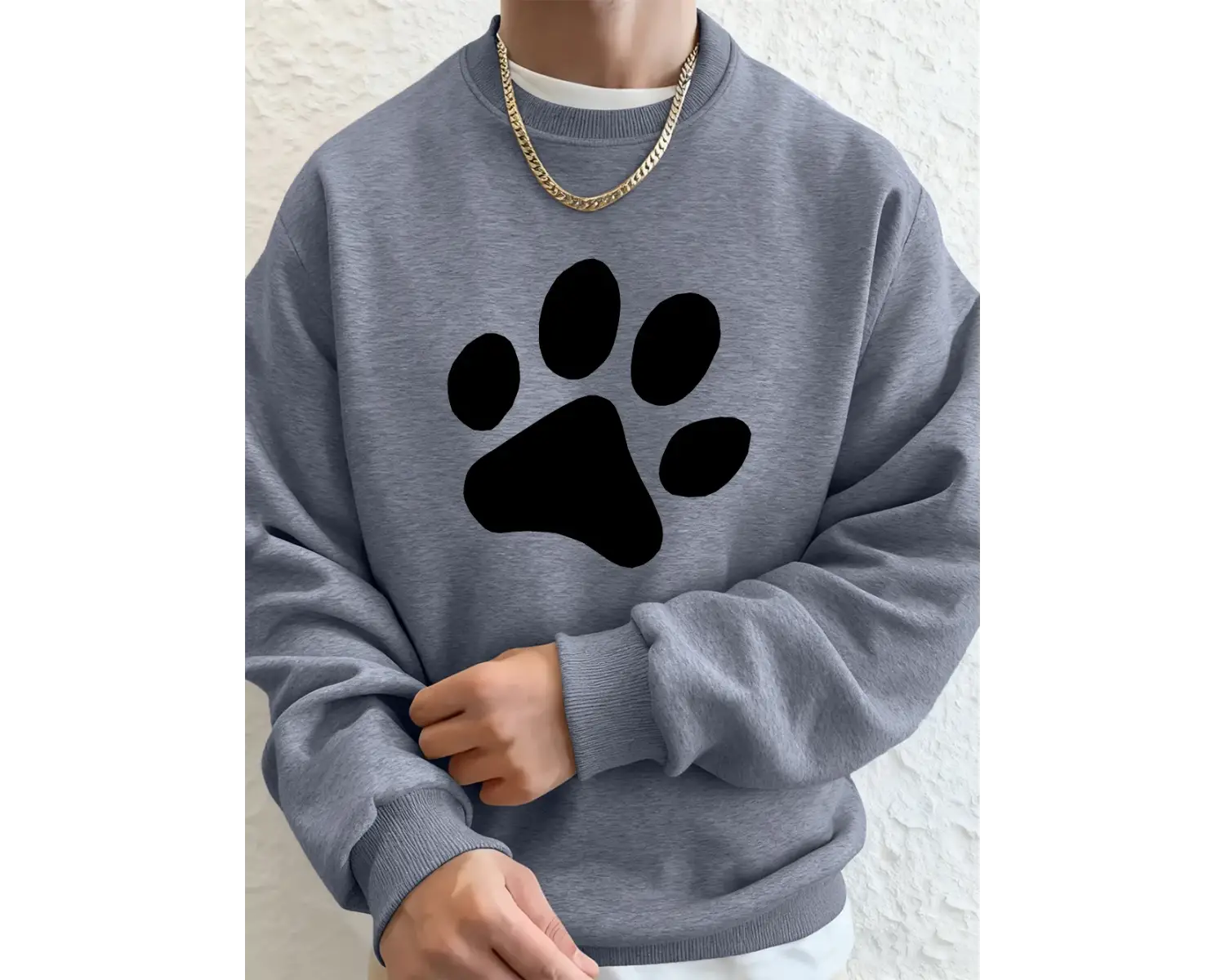 Basit Taban Desenli Baskılı Erkek Sweatshirt Kışlık Bol Kapüşonlu Spor Bisiklet Yaka Polar Sı