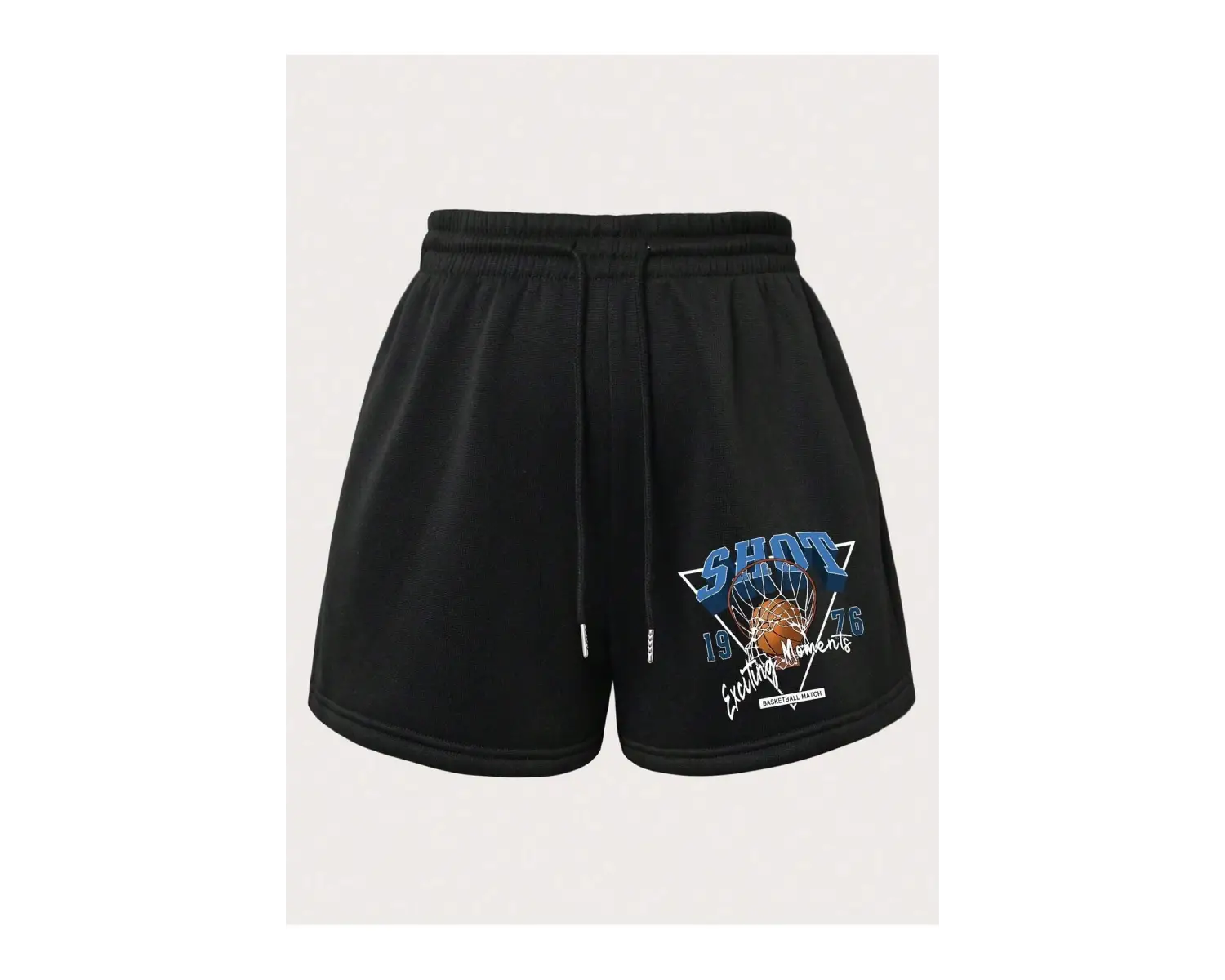 Basketball & Letter Graphic Drawstring Waist Şort