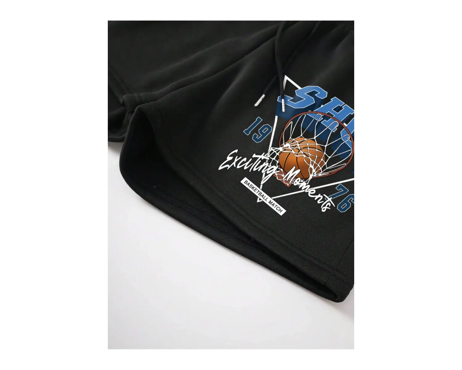 Basketball & Letter Graphic Drawstring Waist Şort