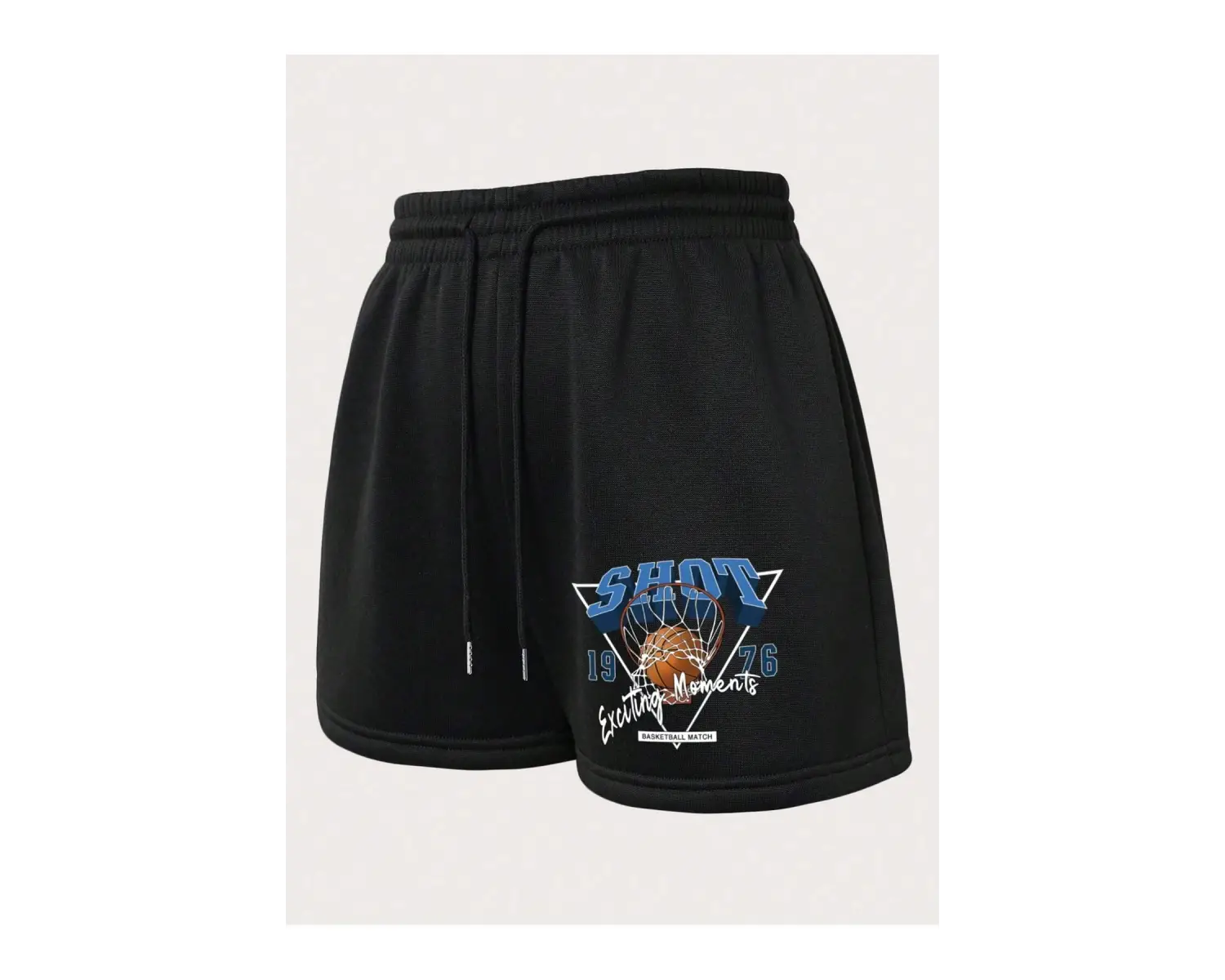 Basketball & Letter Graphic Drawstring Waist Şort