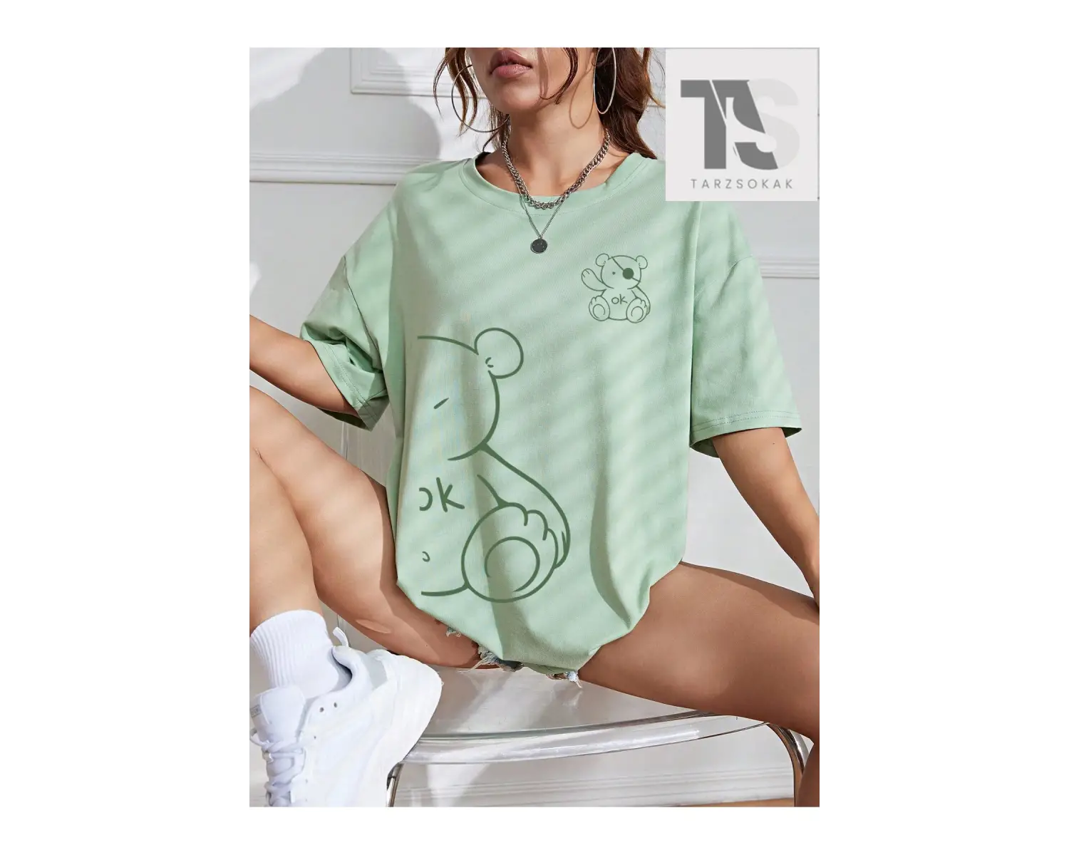 Basketbol & Letter Grafik Düşük Omuz Tişörtü