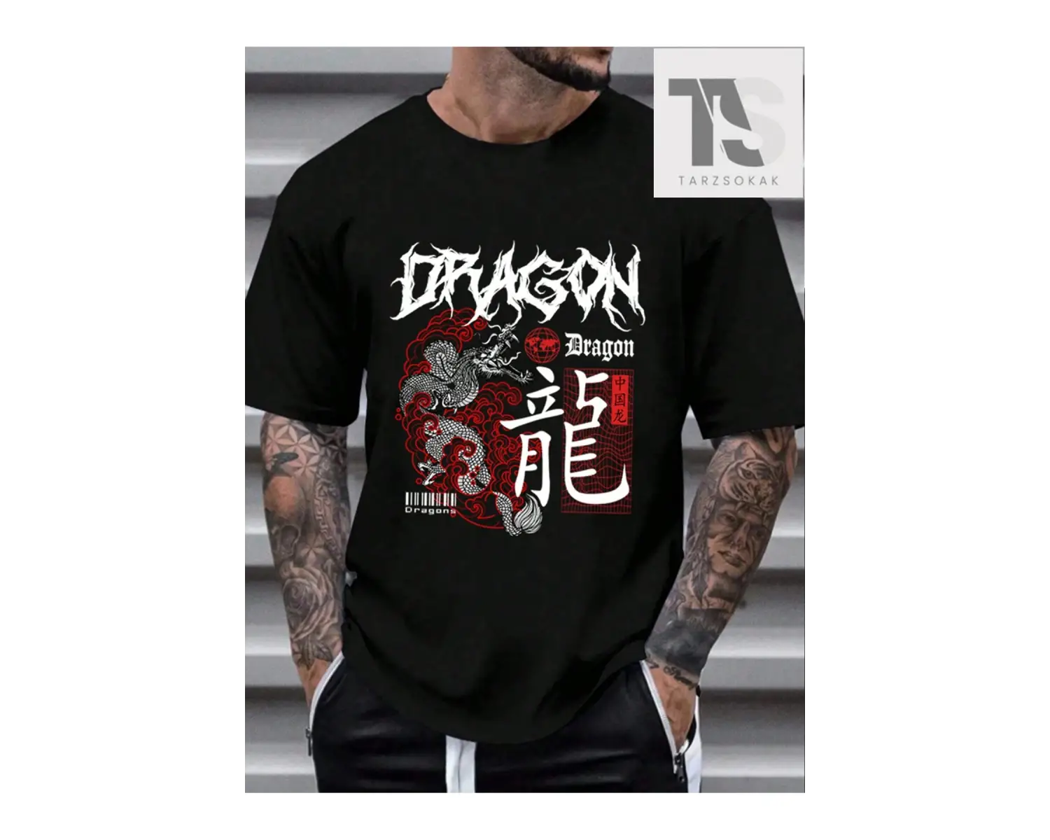 Baskılı Metin ve Karikatür Tasarımlı Kısa Kollu Erkek Tişört