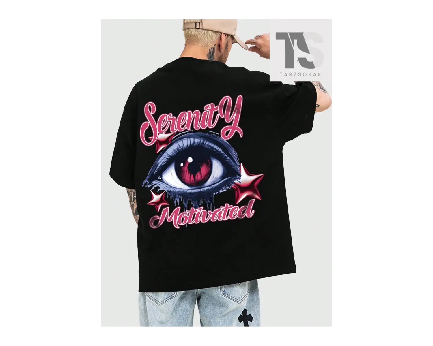 Baskılı Yüzlü ve Harf Desenli Yuvarlak Yaka Erkek Tişört