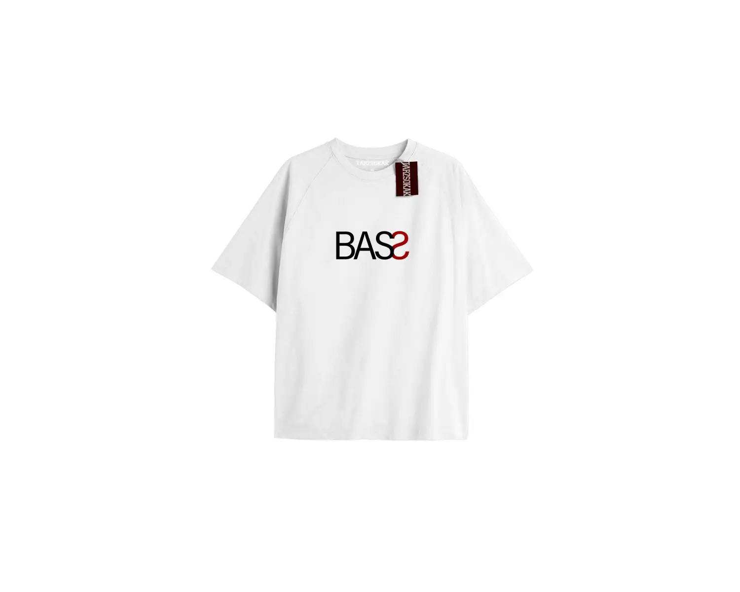 BASS Unisex Oversize Yazılı Tshirt BEYAZ